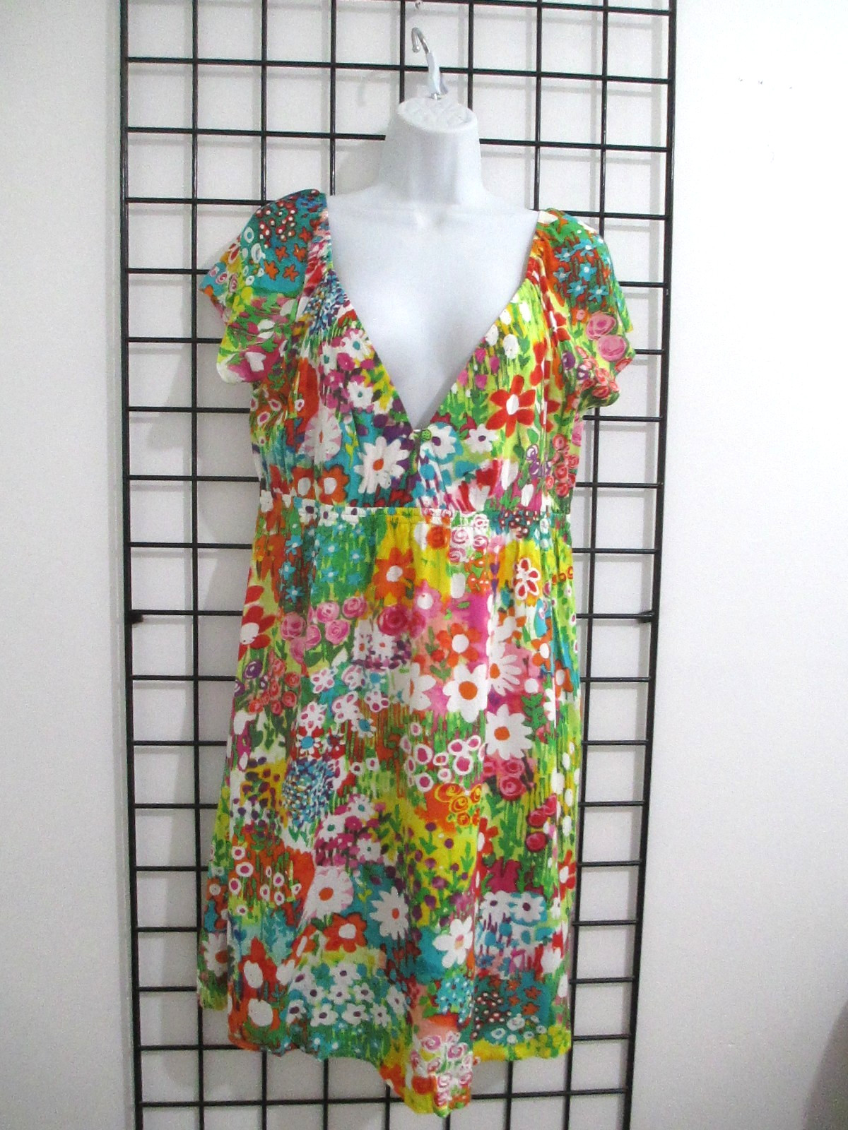 « VINTAGE » JAMS WORLD 🌸 LARGE== FLORAL / SPRING FLOWERS PATTERN DRESS
