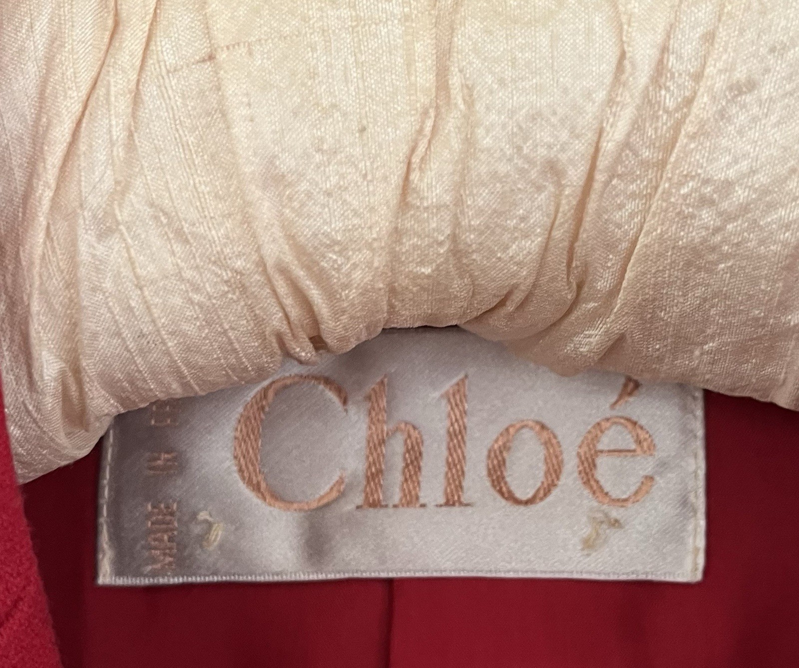 Chloe A/W 1990 Vintage Red Runway Jacket Coat Martine Sitbon Silver Buttons