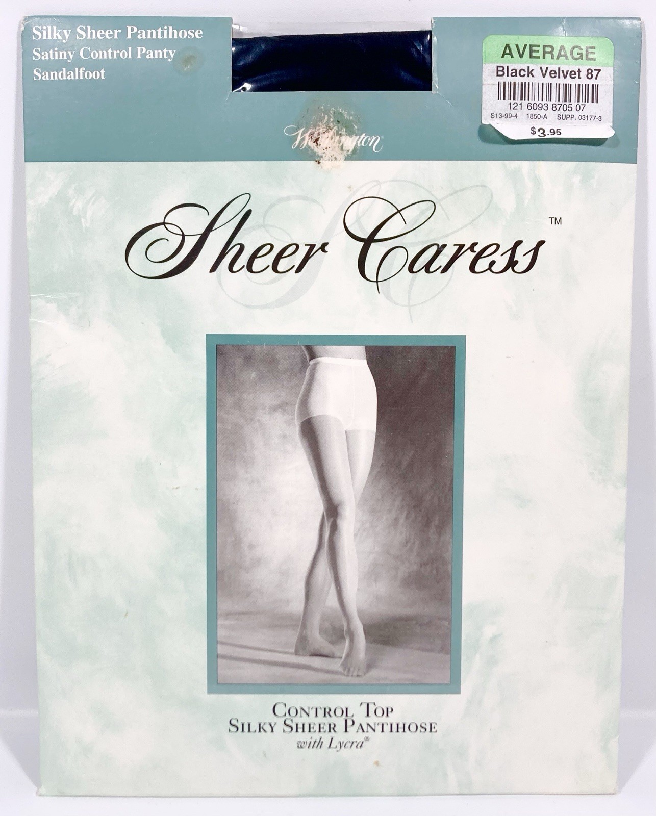 Vtg Worthington Silky Sheer Caress Satiny Control Top Lycra AVERAGE BLACK VELVET