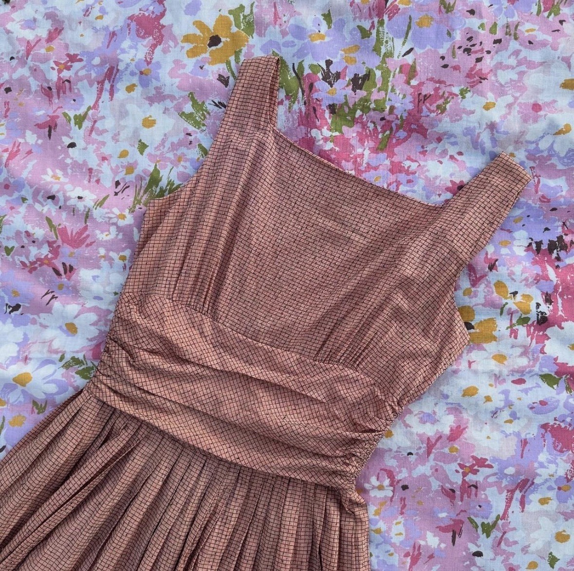 Vintage 1950s Handmade Pink Summer Dress S/M