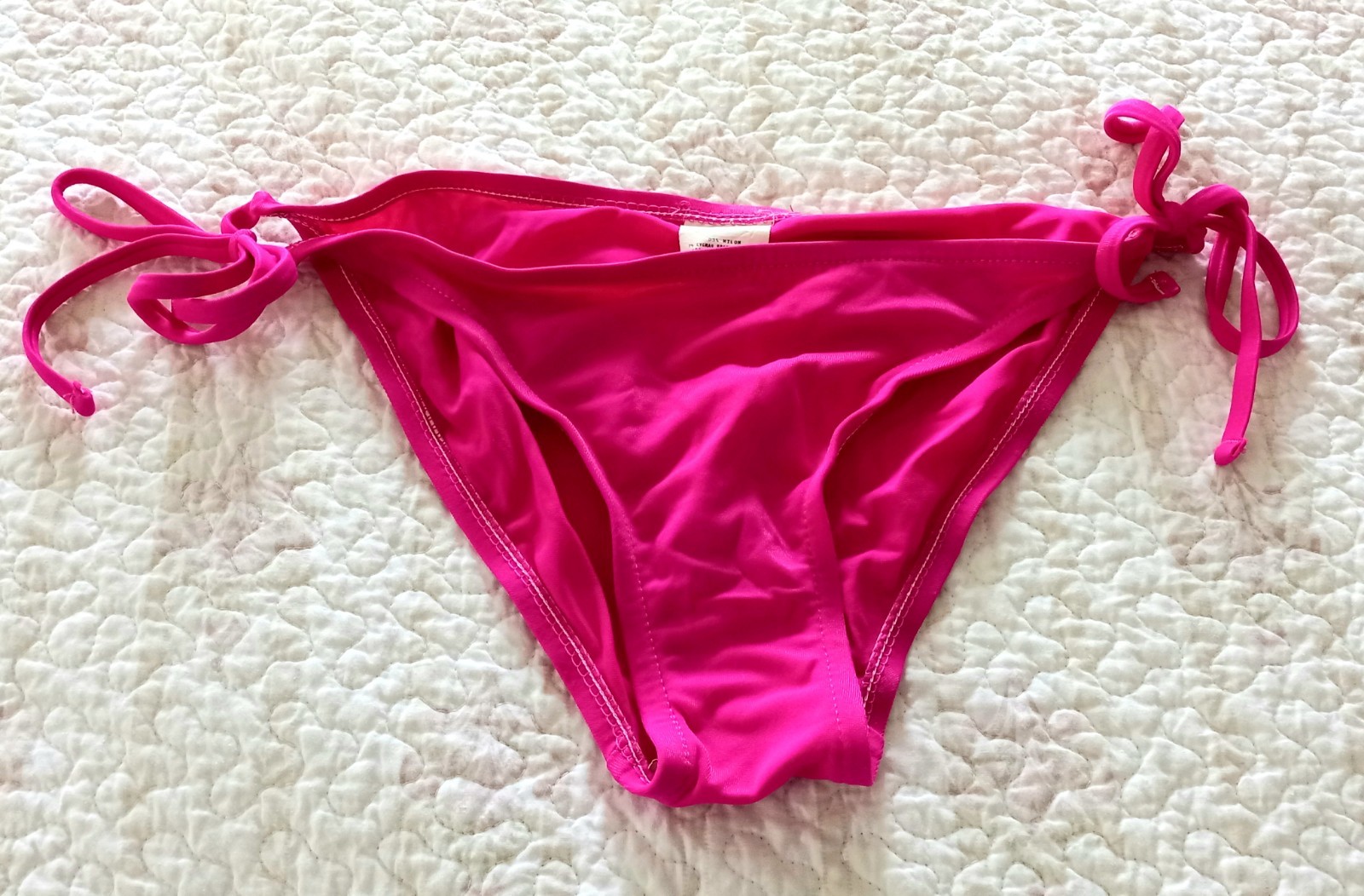 Vtg 1960s 1970s Sexy Hot Pink Swim Bikini Bottom, Nylon & Lycra Spandex Size M
