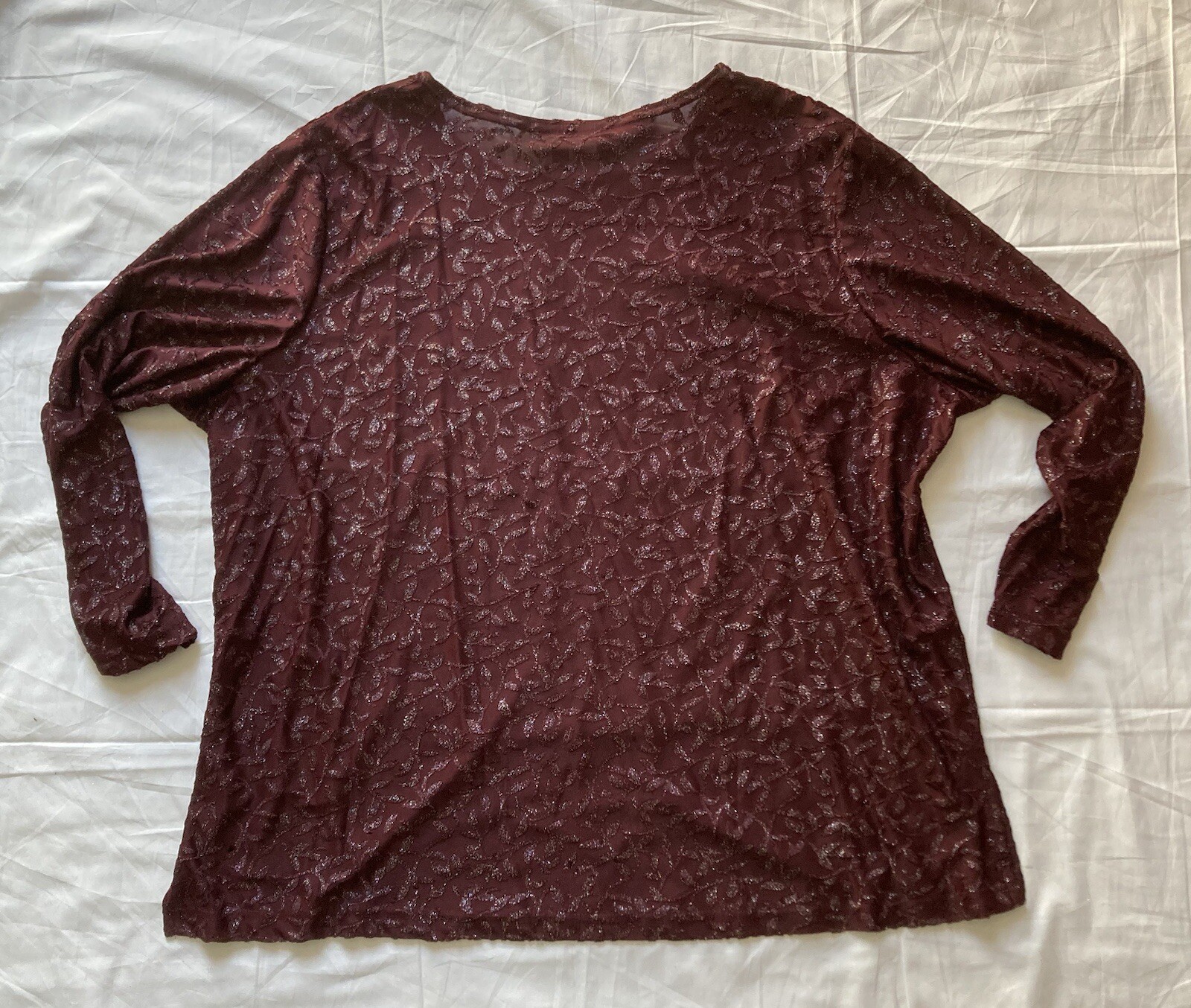 Vintage Women’s Kathie Lee Sparkling Pattern Maroon Blouse Top Size 26/28 3X