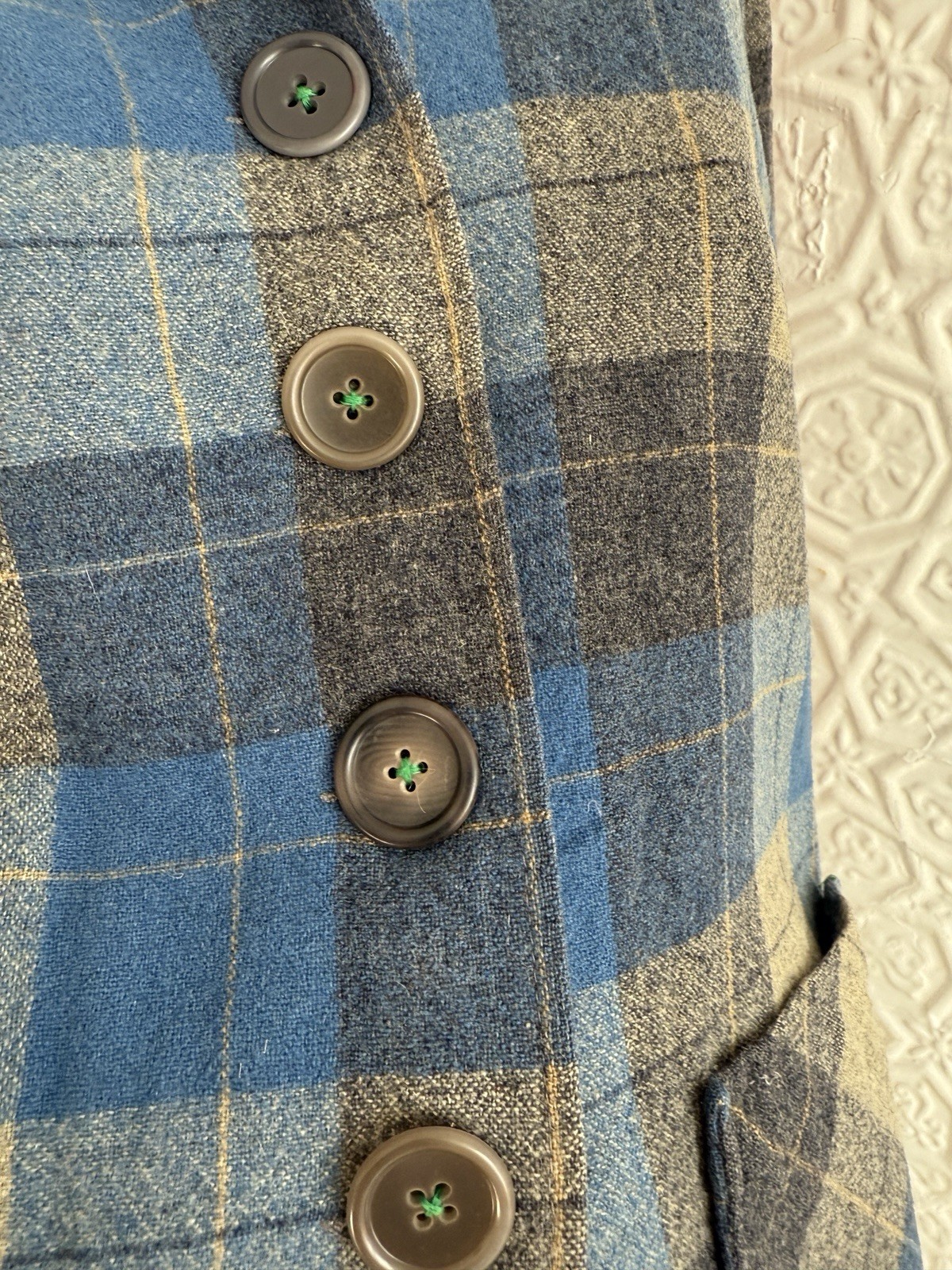 True Vintage 1950s/1940s era pendleton style 49er jacket blue grey plaid S/M
