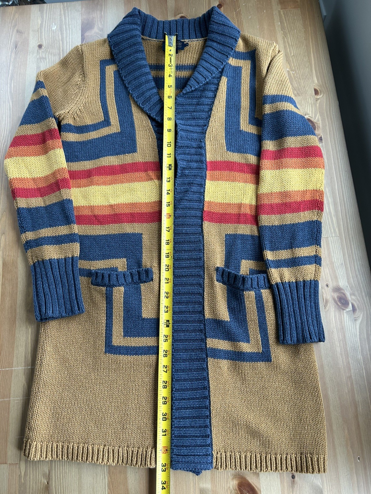 Pendleton Harding Open Long Cardigan Small Cotton Wool Exc Shape Southwest Aztec