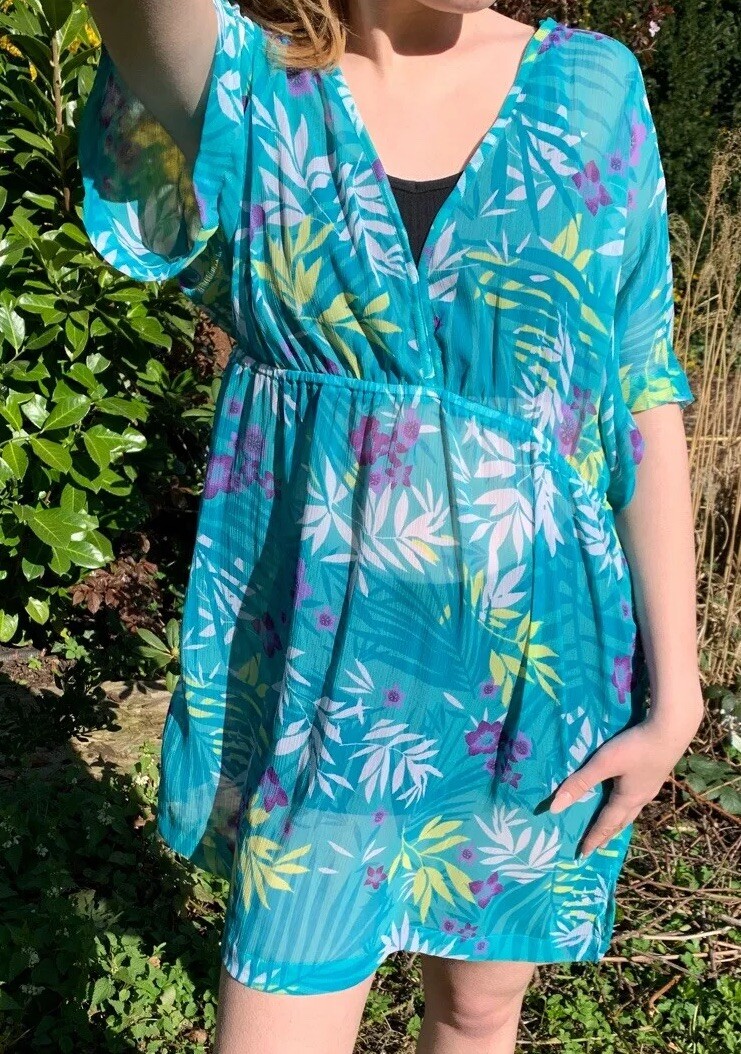Damen Strand Shirt Strandkleid Beachdress Gr.44 90er/2000er True Vintage
