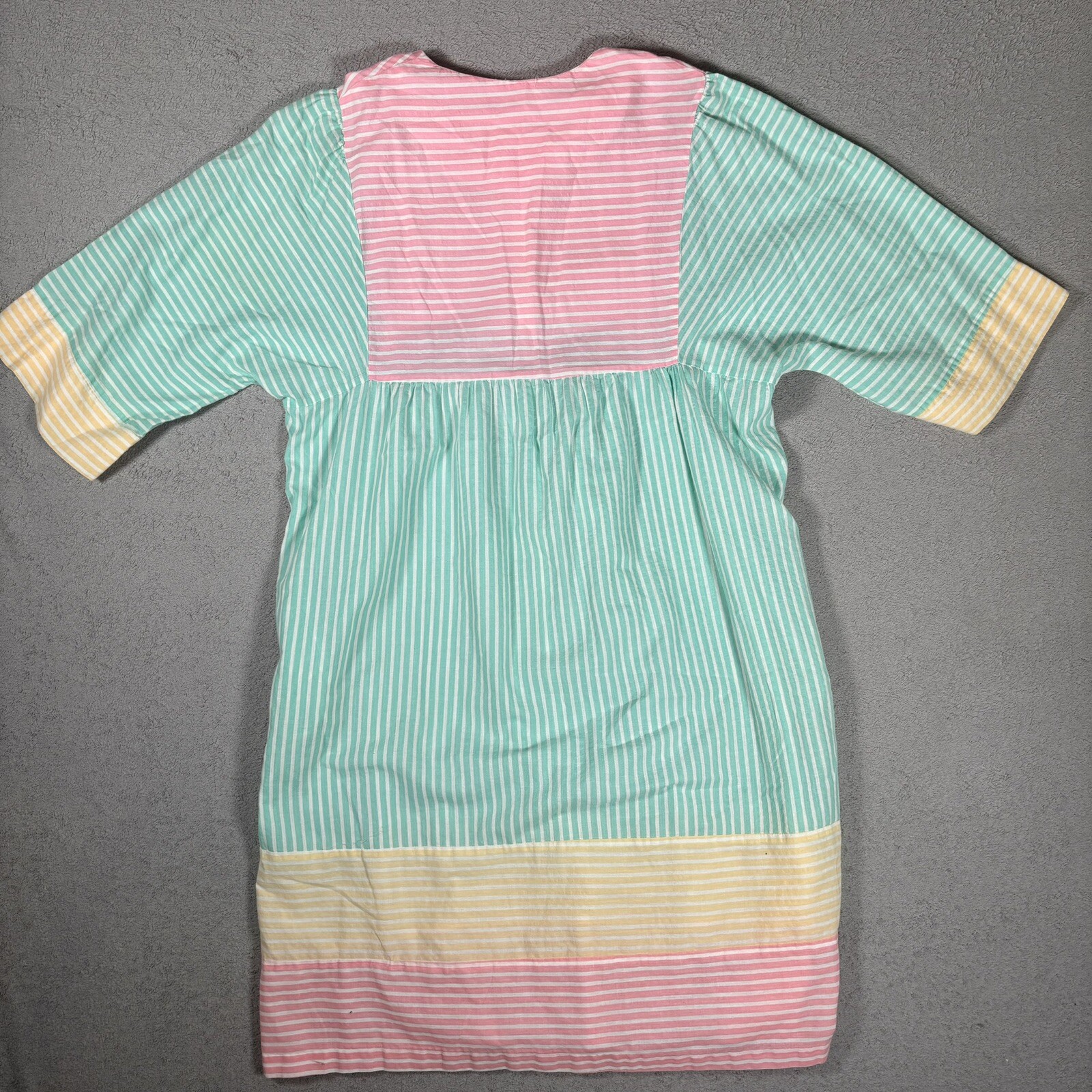 Vintage House Dress Pastel Color Block Bright Mumu M/L Relaxed Fit Knee Length