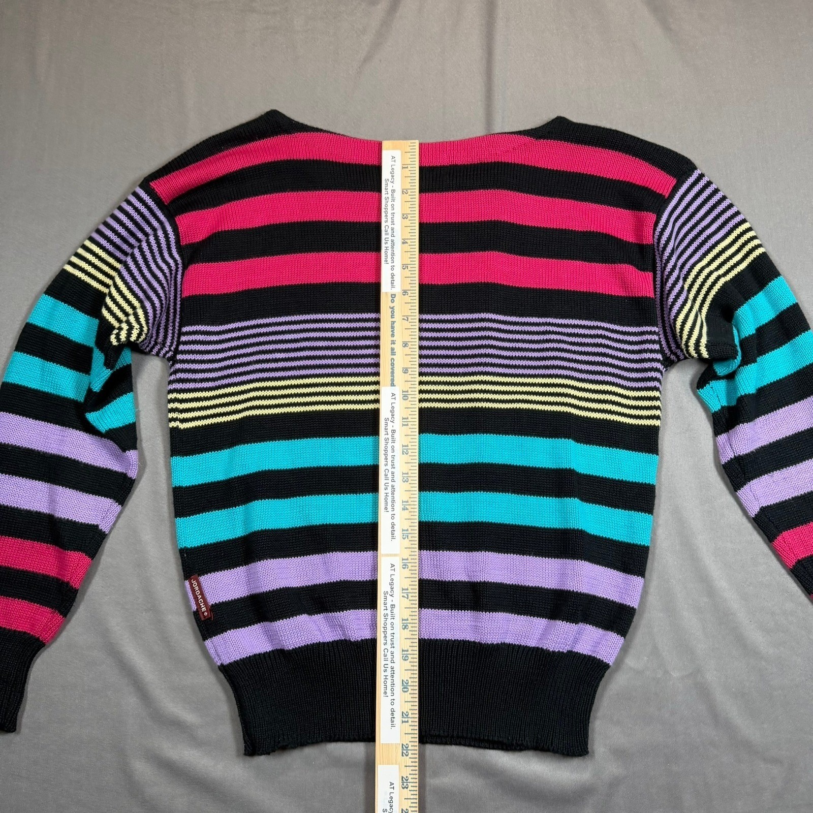 Jordache Vintage Womens Medium Multicolor Striped Knit Boat Neck Sweater Casual