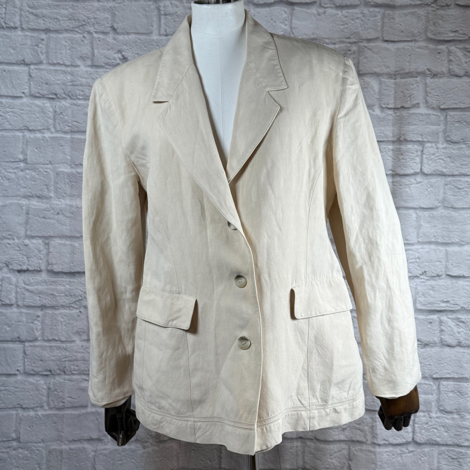 Vintage 80s Byblos Capriccio Linen Blazer Women&rsquo;s Medium Suit Jacket Italy