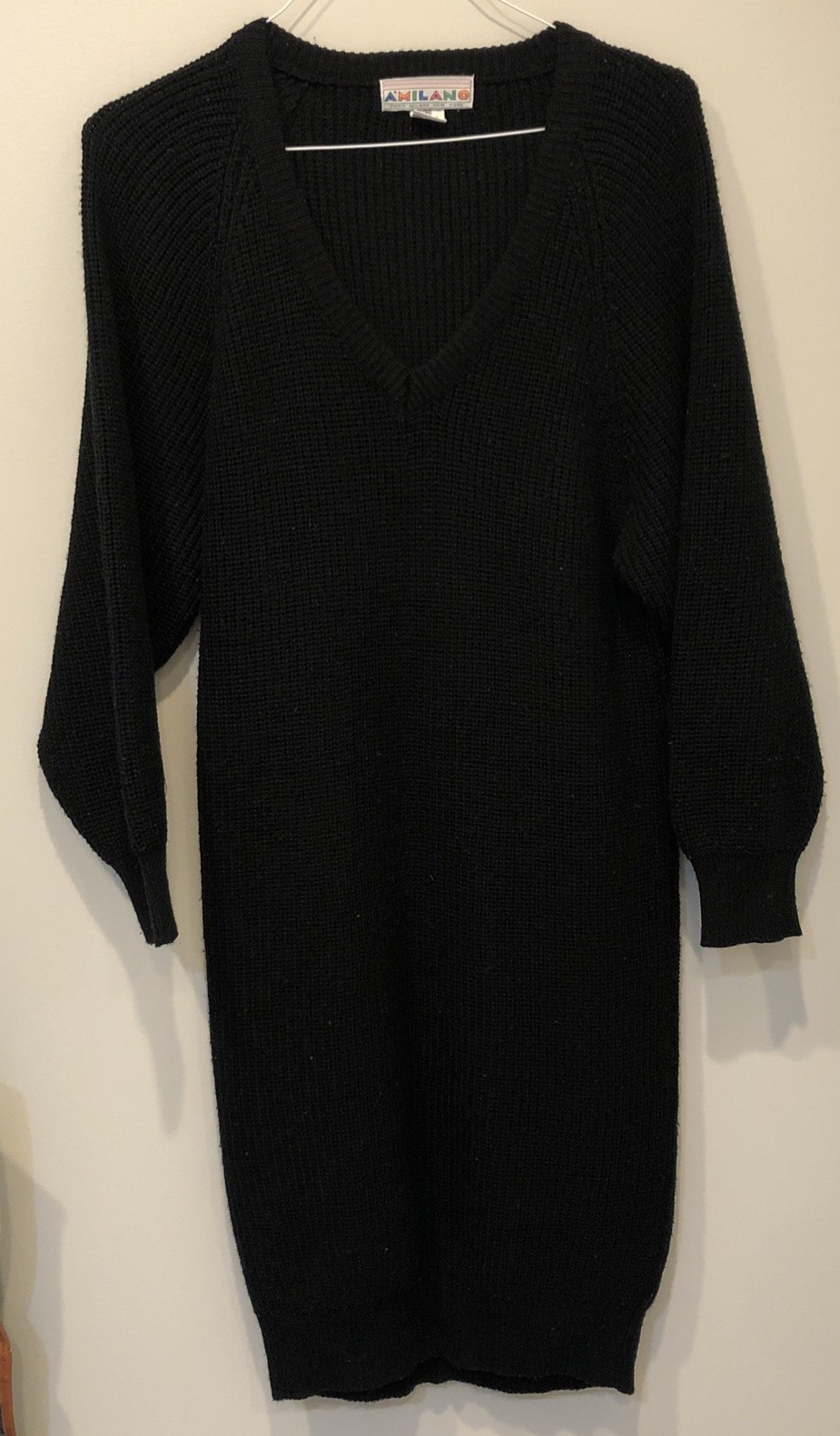 Vintage A&rsquo;Milano Women&rsquo;s Long Black Sweater Dress 1980&rsquo;s 90&rsquo;s Y2K Medium