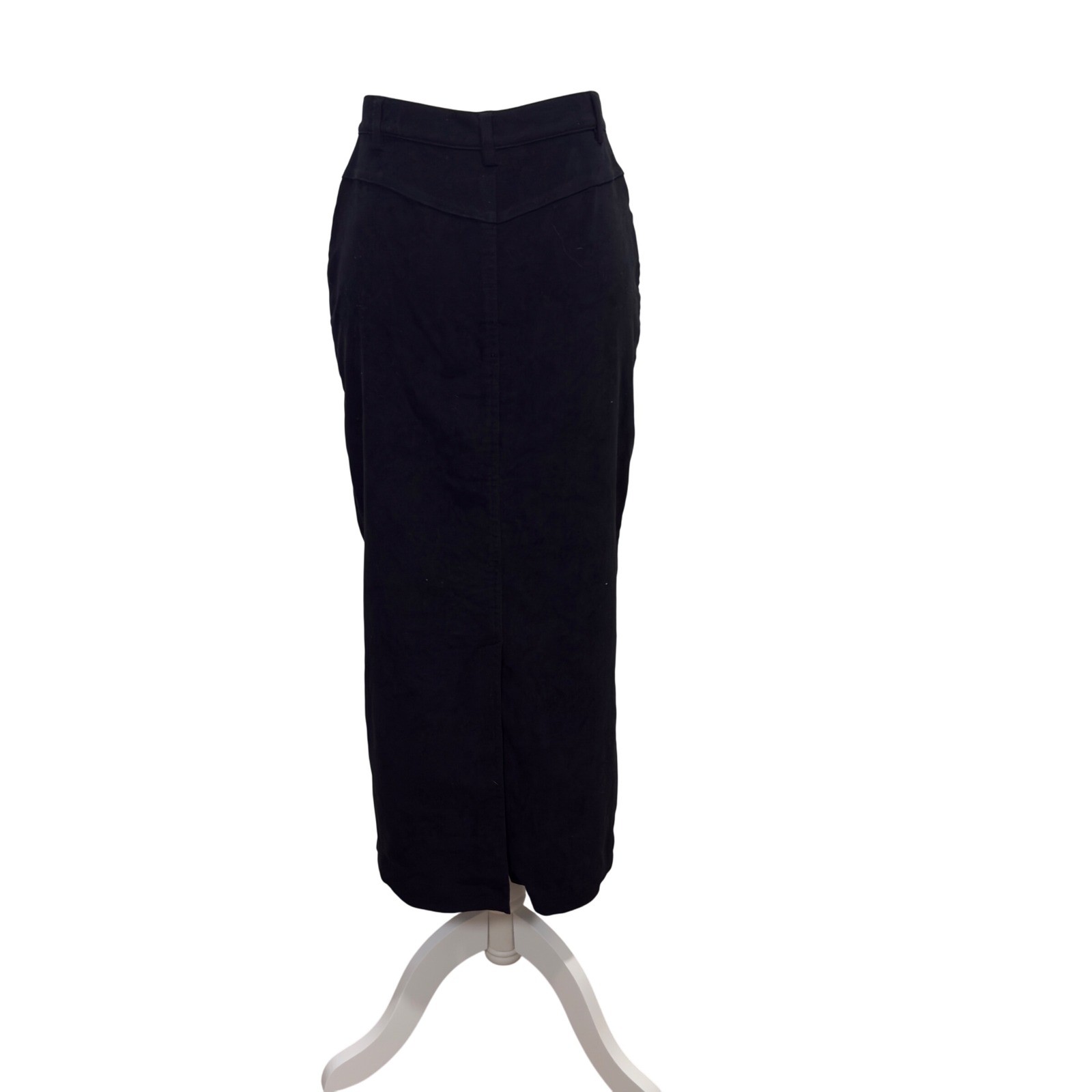 Vintage Petite Sophisticate Black Maxi Pencil Skirt High Waist 80s 90s
