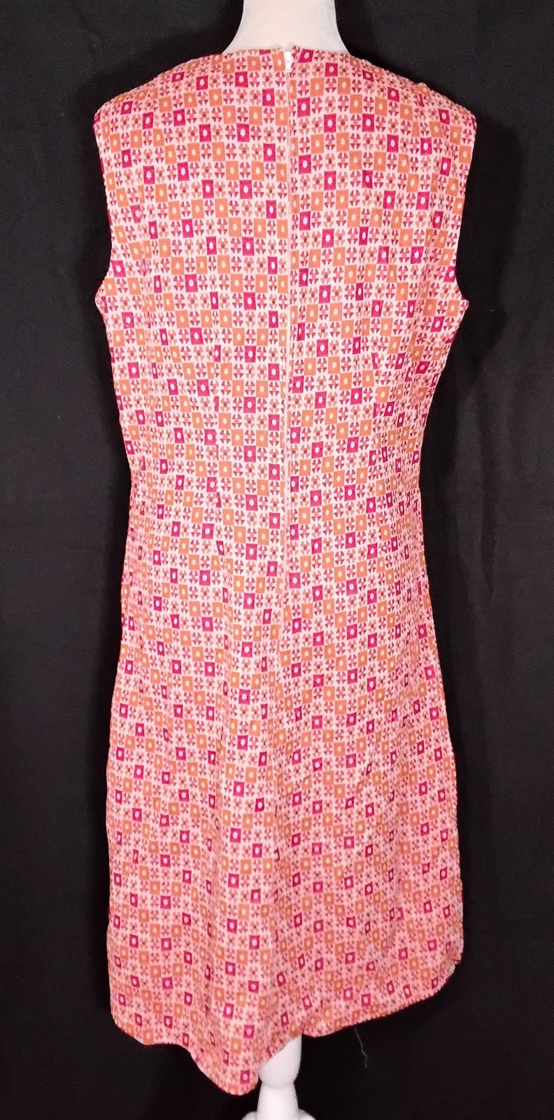 Vintage 70s Unbranded Orange Shift Midi V Neck Dress And Jacket Sz M/L USA