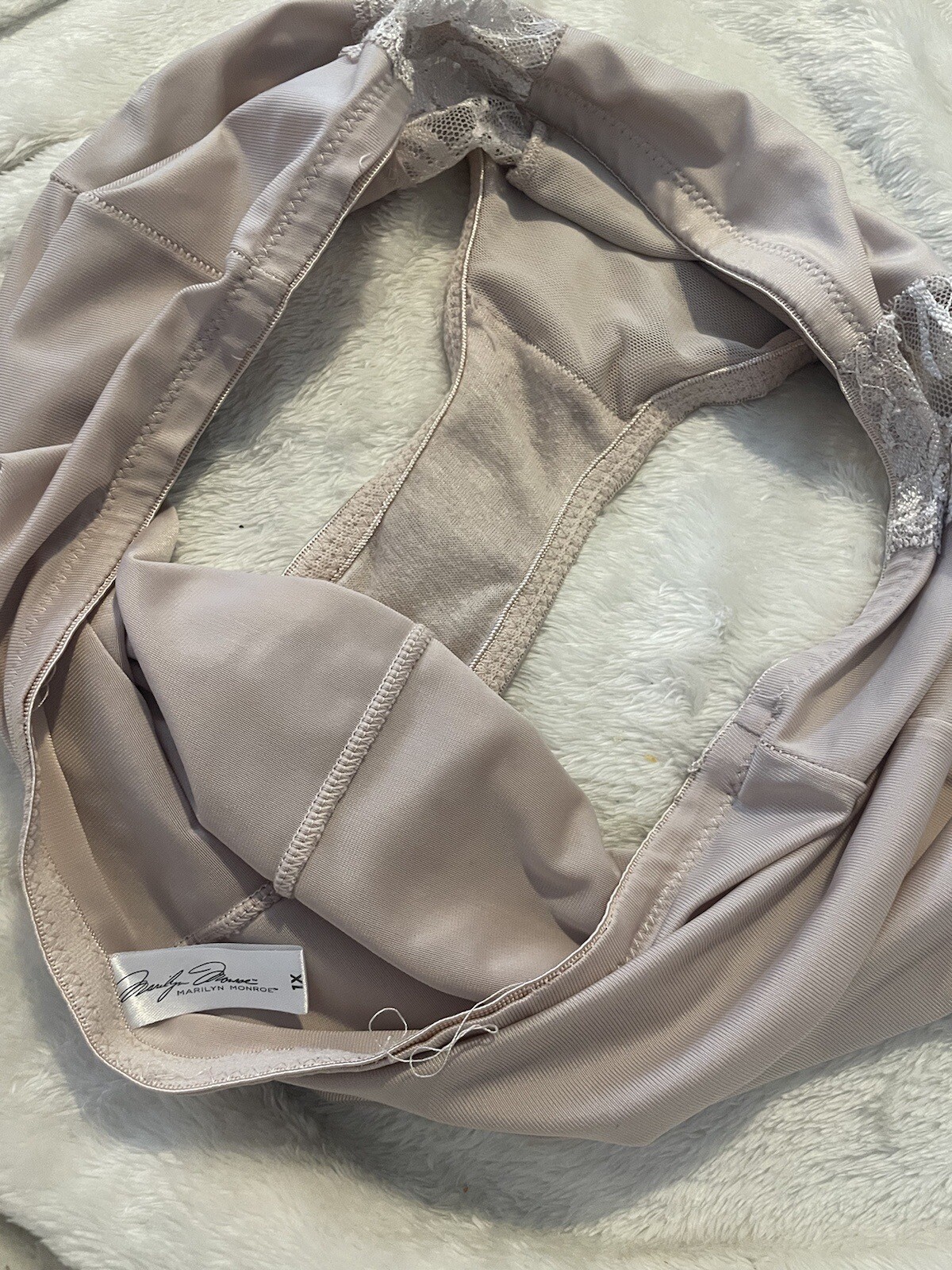 MARILYN MONROE PLUS 1X VNTAGE STRETCHY BEIGE SHAPER PANTY BRIEF~LACE TRIM~ 1X