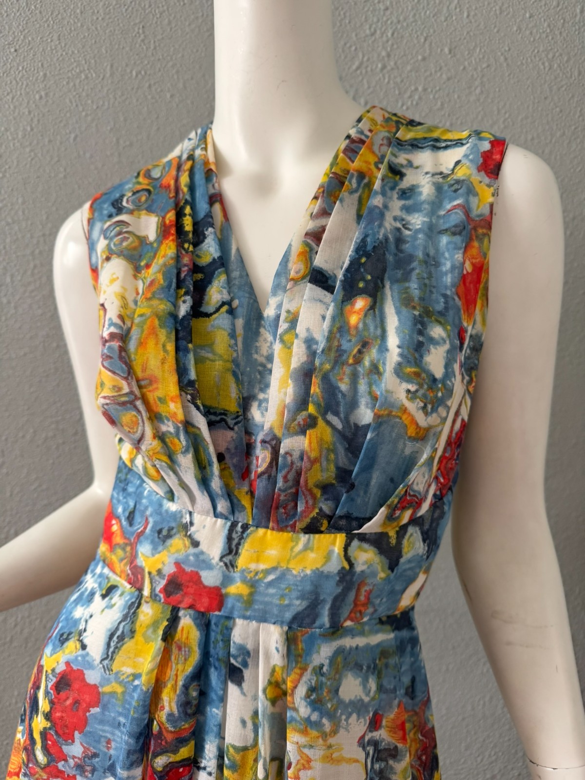 Vintage 60s Abstract Mod Boho Maxi Party Dress XS