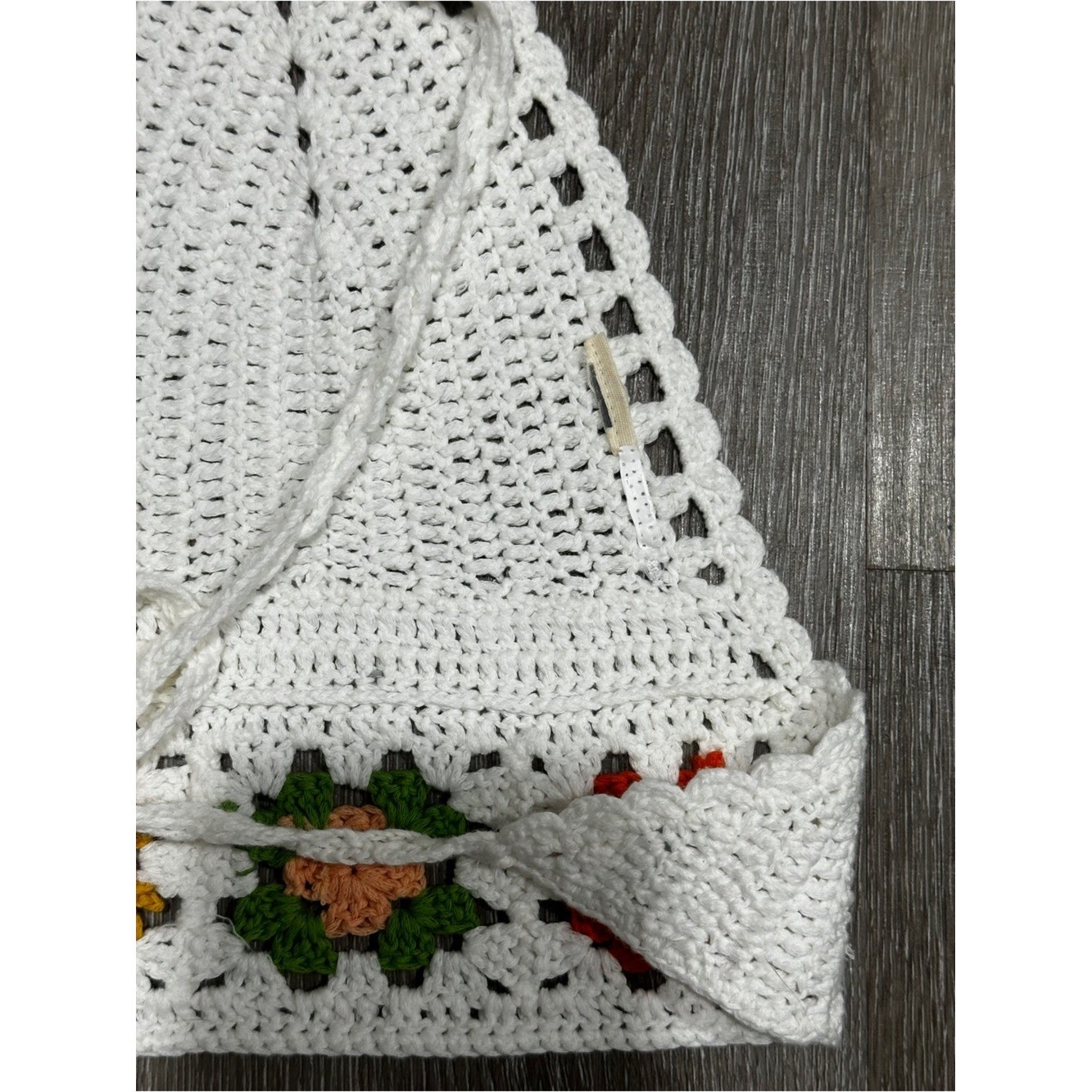 Crochet Halter Top Granny Square Floral Festival Boho Fairycore Tie Back Top