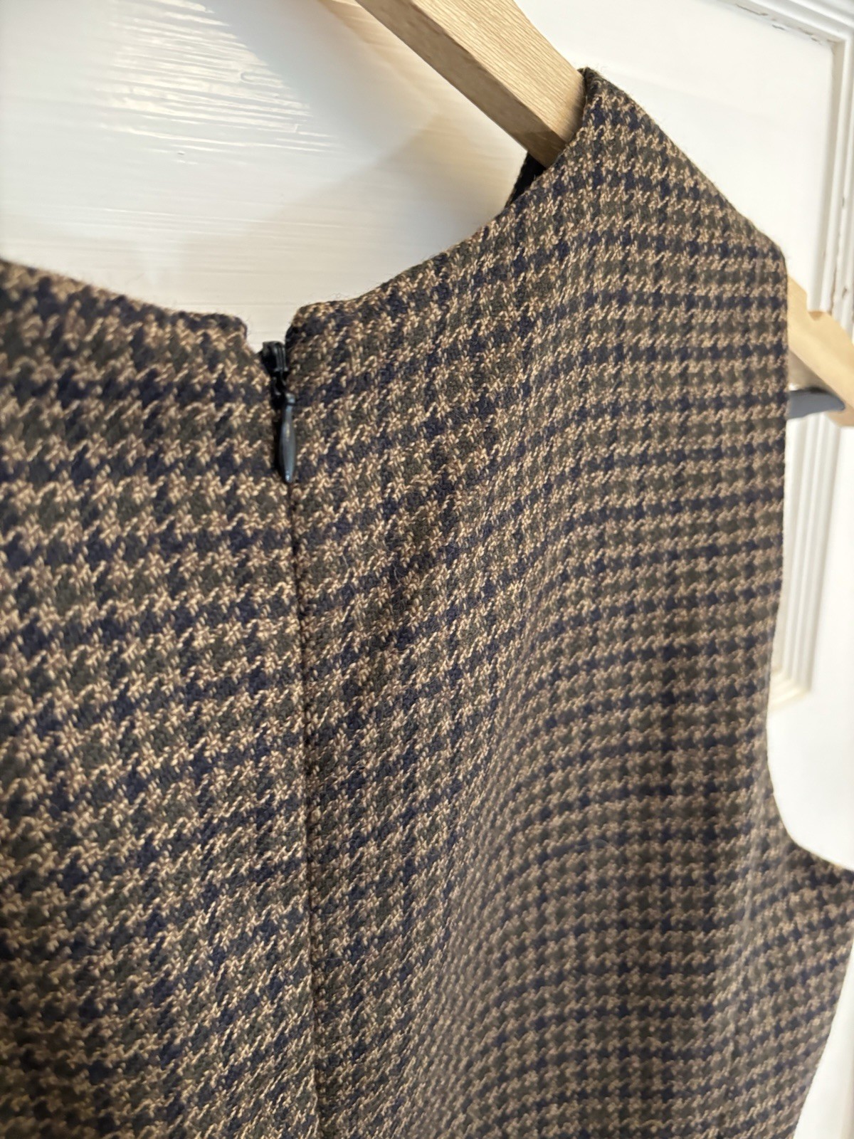 Harold’s Vintage 100% Wool Brown Houndstooth Dress Lined Size 8
