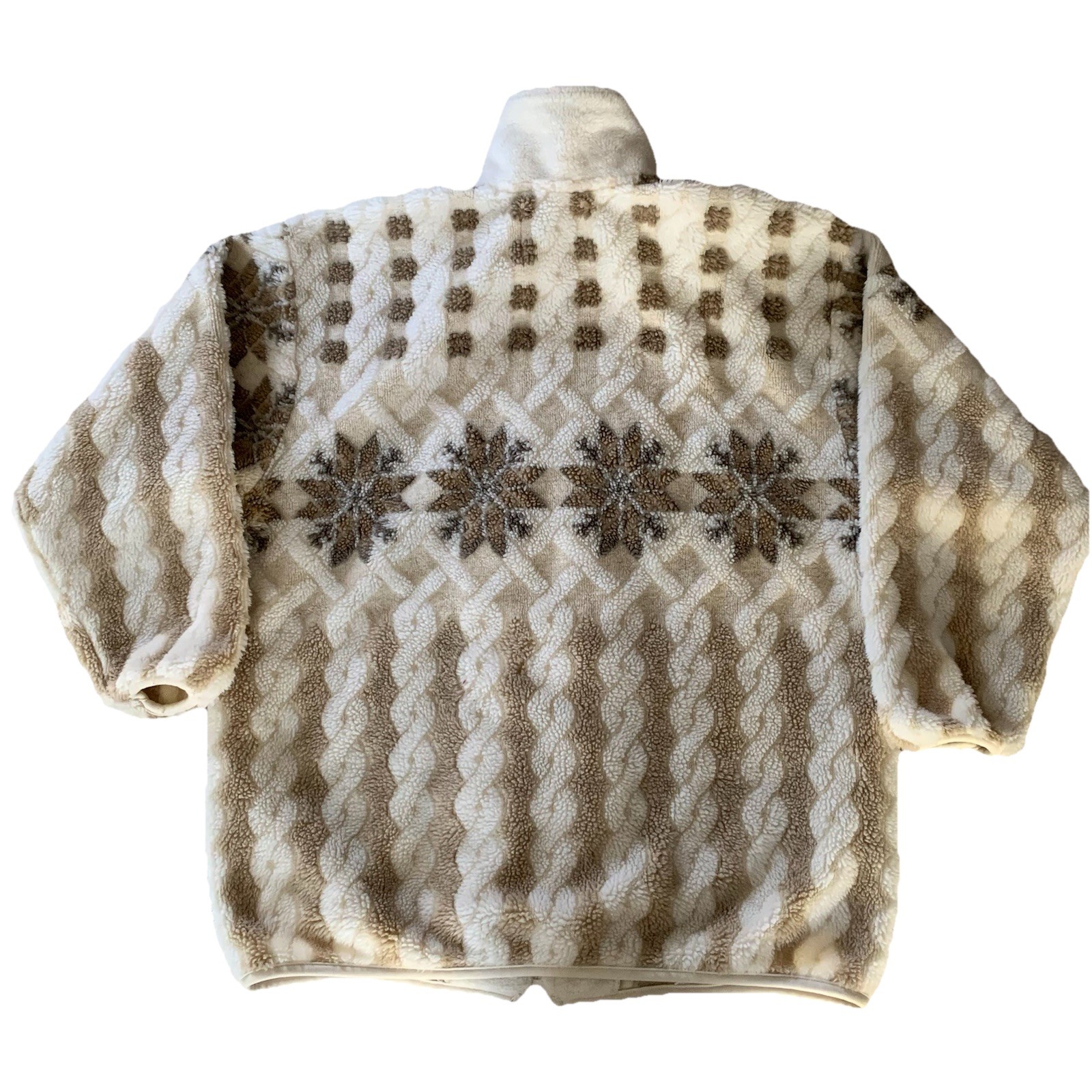 Vintage Duffel Outdoor Fleece Sweater XL Winter Snowflake Made In USA Zip Up Use
