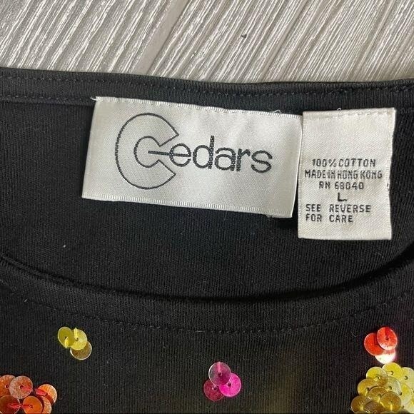 Vintage cotton cedars sequin crossing guard teacher school long sleeve shirt lg