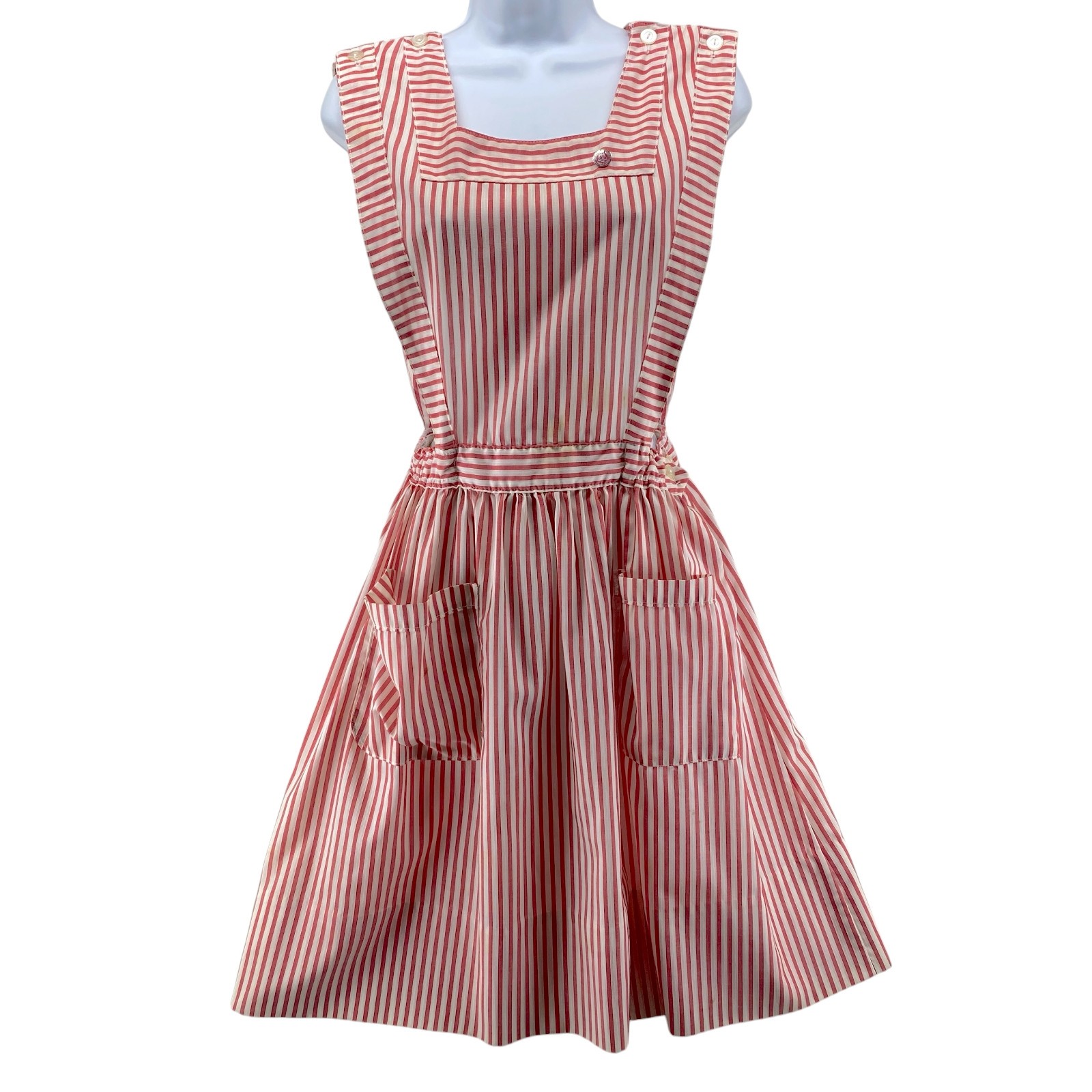 Candy Striper Vintage Volunteer Uniform Jumper Medium Pink White Fashion Seal