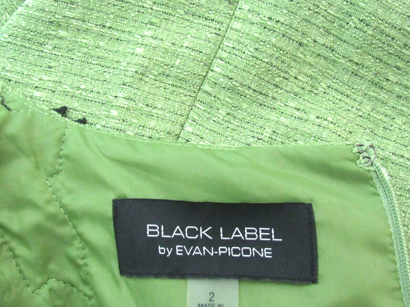 VTG 1990s 2000s EVAN PICONE BLACK LABEL SIZE 2 GREEN DRESS BLACK EMBROIDERY TRIM