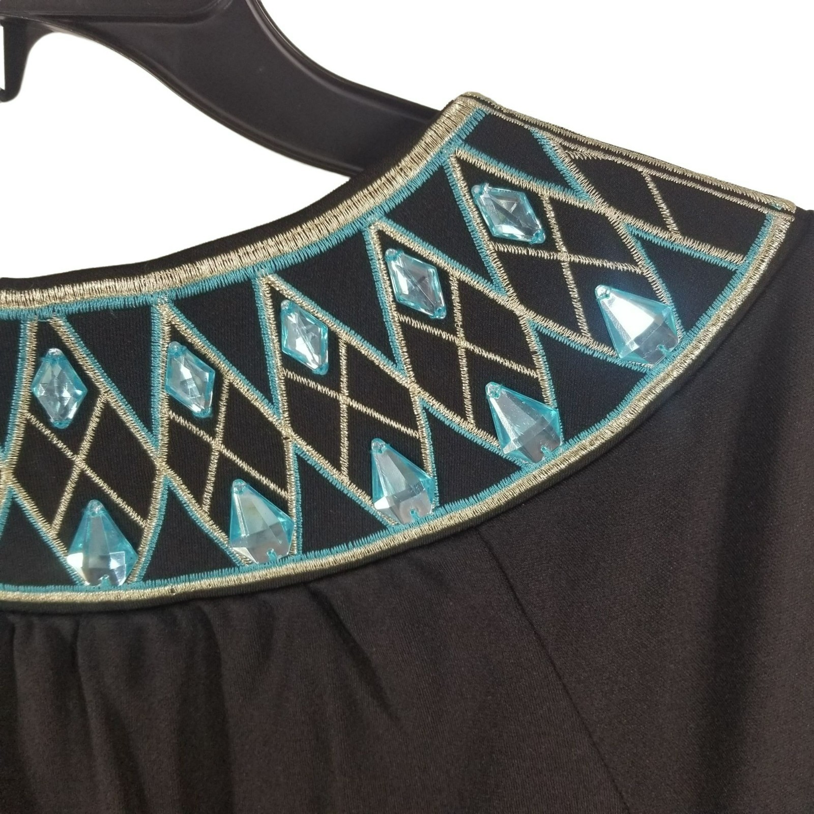 Vintage Bob Mackie Black Teal Rhinestone Bling House Coat Robe Glam RBG Costume