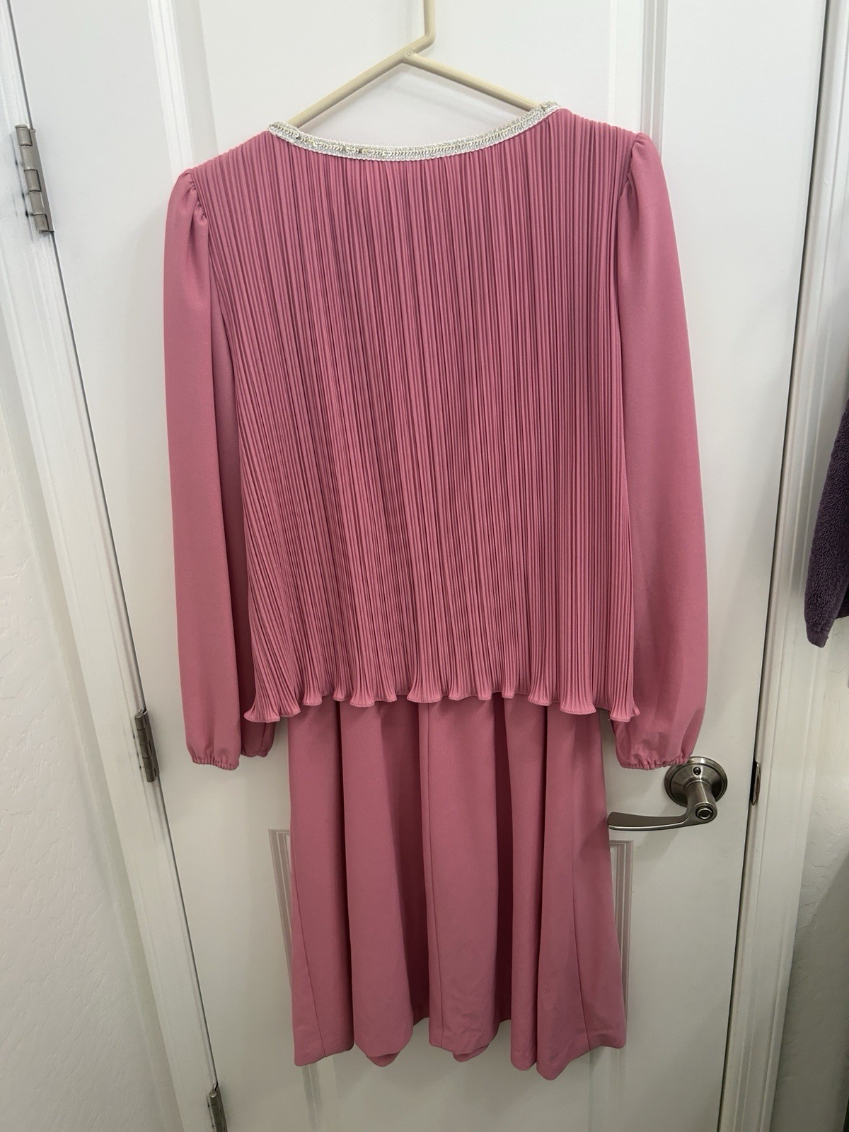 Vintage Pink Dress W/ Sequins Cocktail Evening Party Polyester Size 12