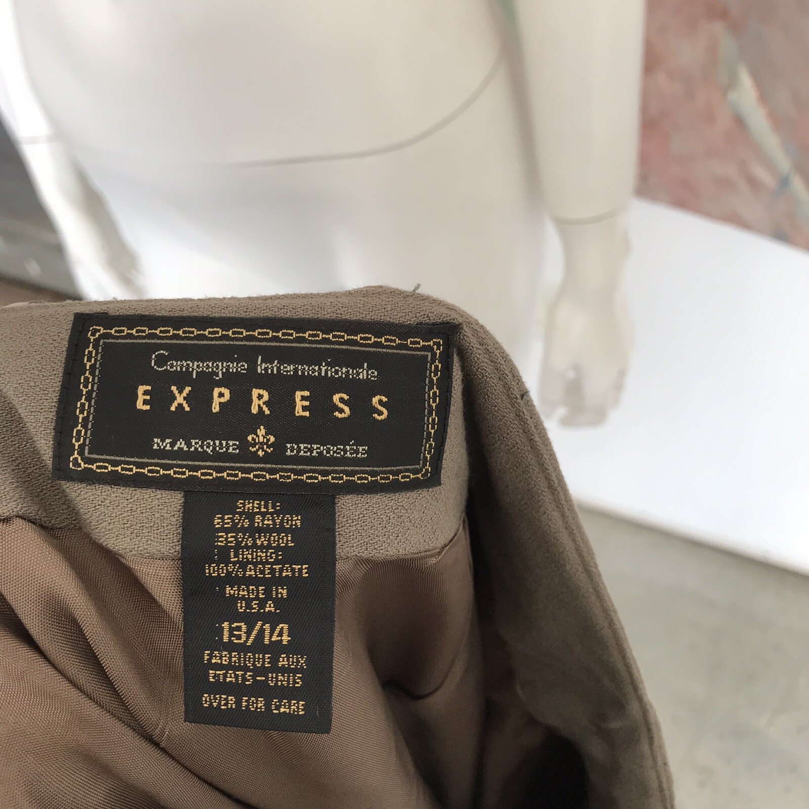Vintage Express Beige Wool Blend High Waisted Maxi Skirt Age 13/14 / 13 / 14