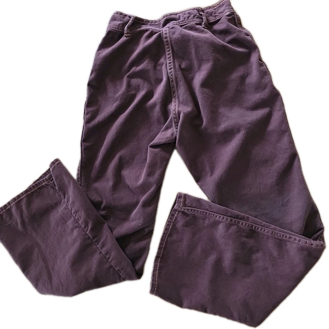 Vtg Alexander&rsquo;s Bell Bottom 100% Cotton Pants Front Pockets Zippers Maroon Sz00