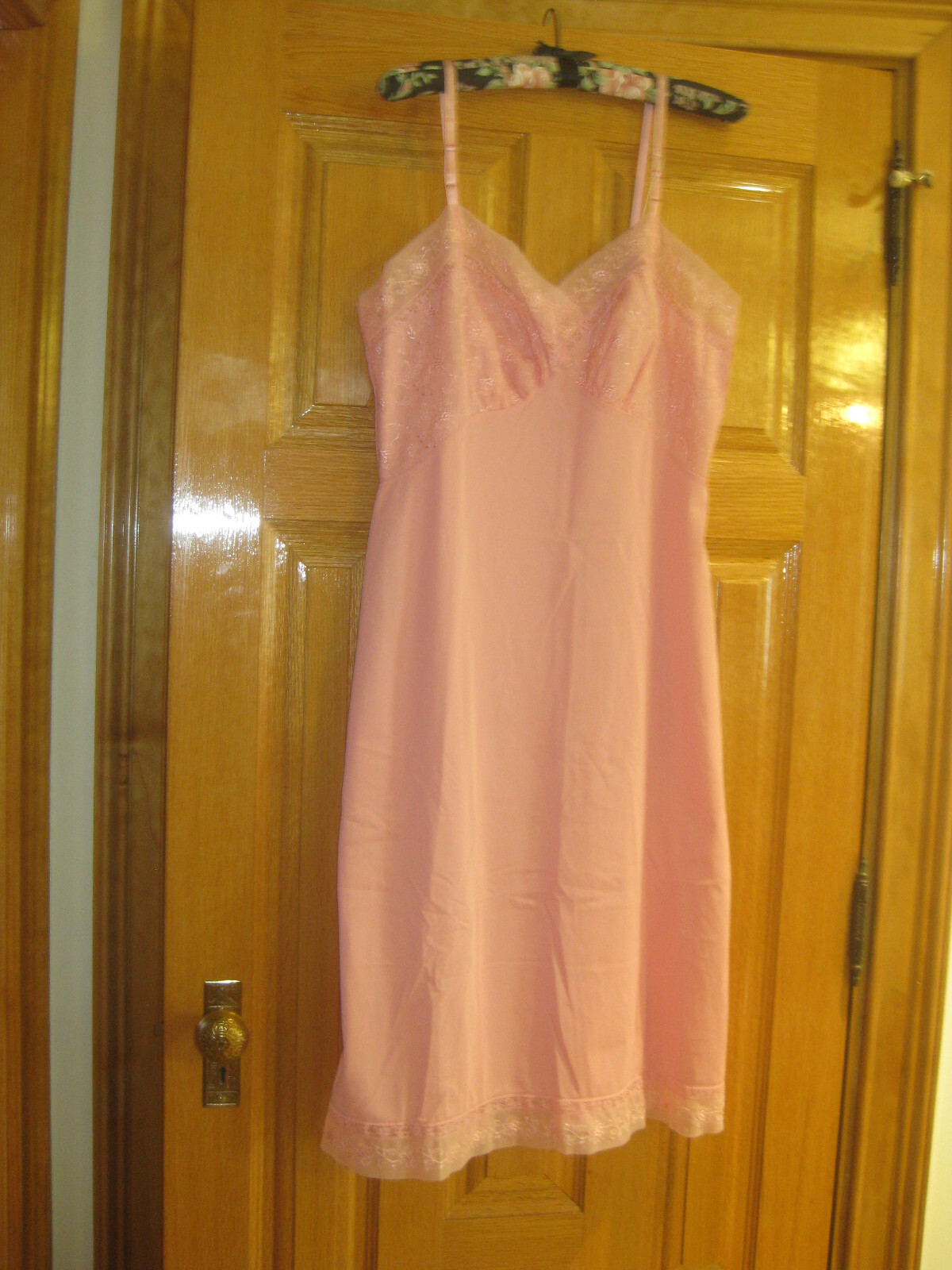 NOS 1960s Vanity Fair Pink Slip Dress Lingerie Nightgown Sz 38 Tricot Nylon