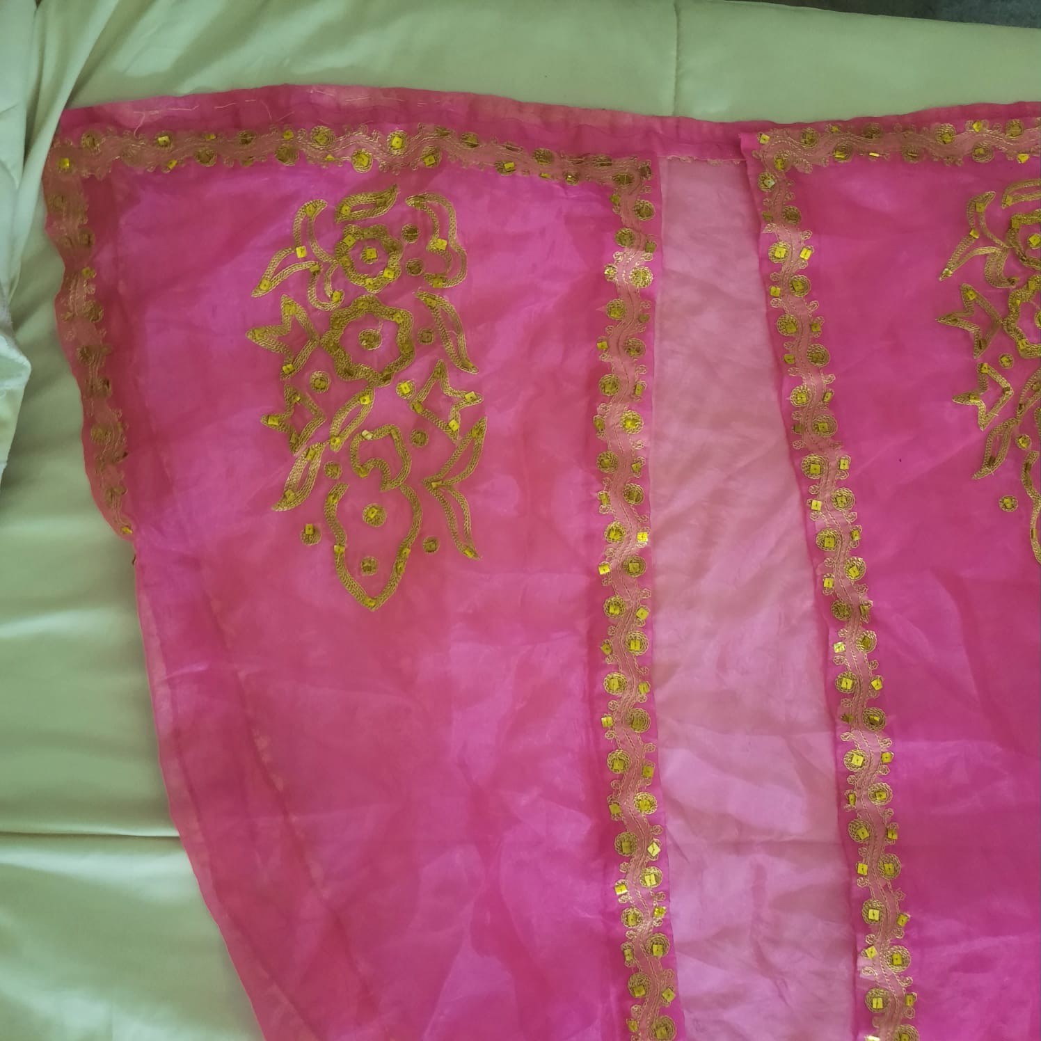 Vintage Pink Moroccan Caftan Kaftan Thobe Gold Embroidered Sequins Maxi Dress