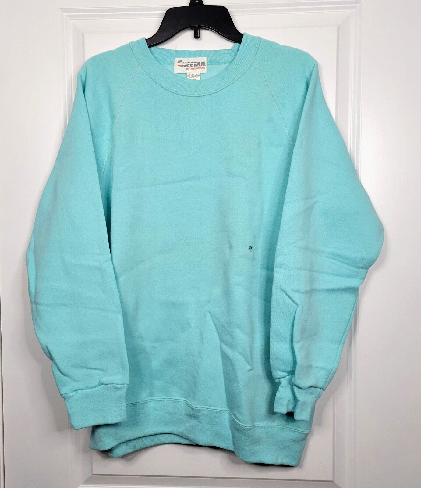 Vintage Crewneck Blank Sweatshirt Cheetah Women&rsquo;s XL 18W Blue U.S.A Made New 90s