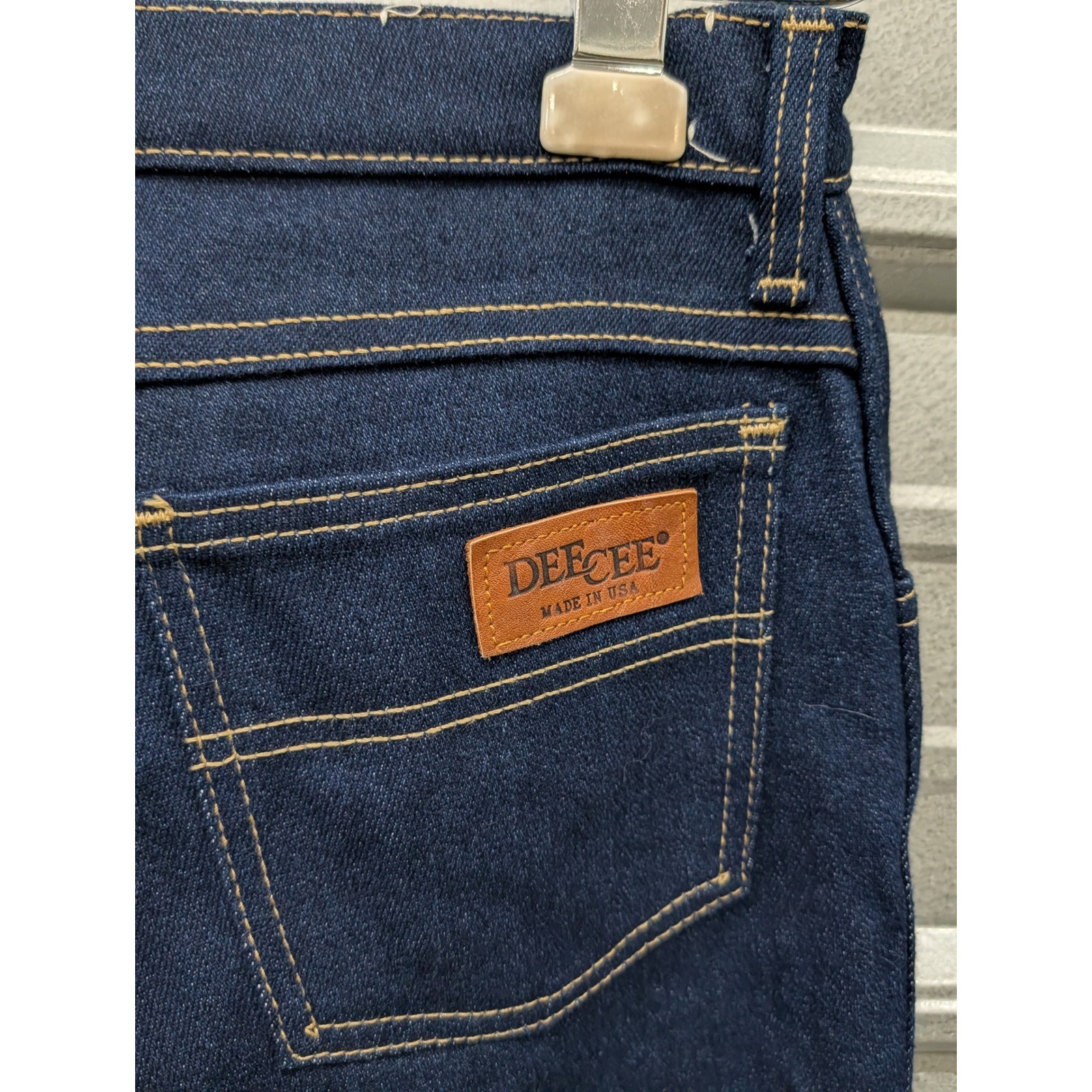 Vintage Dee Cee High Waisted Raw Hem Indigo Denim Jeans Made in USA Size 17/18