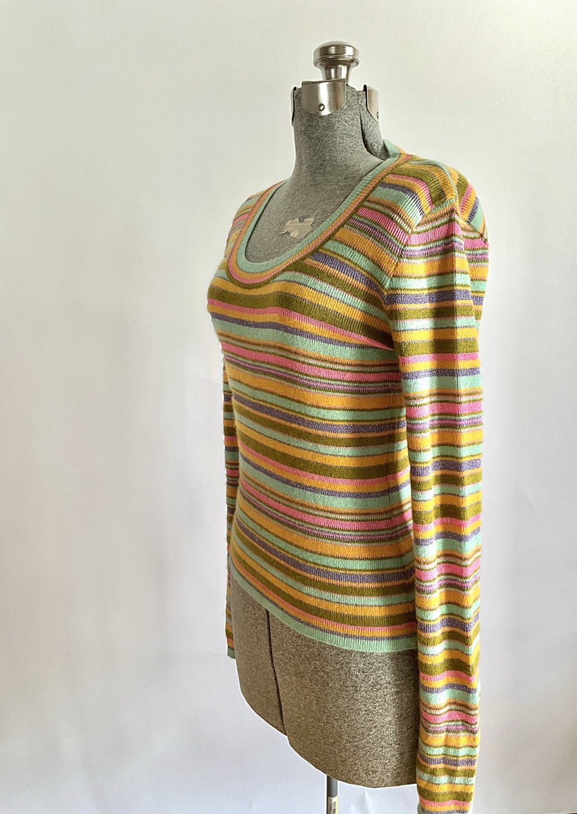 Vintage 1990&rsquo;s Christian Lacroix Bazar Pastel Metallic Striped Knit Sweater Top