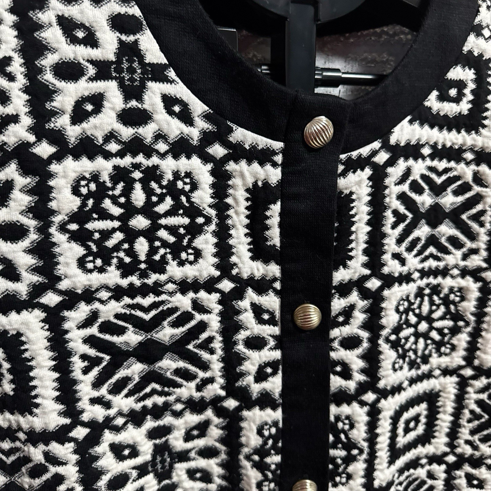 Vintage Stuart Alan Womens Jacket Cardigan Size 14 Black White Textured