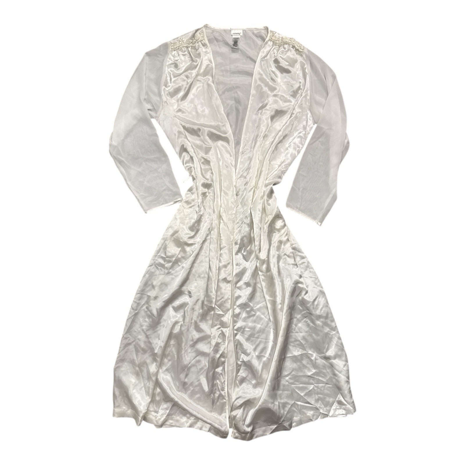 VTG Sears Enchanting Y2K Women&rsquo;s Ivory Embroidered Robe Sz Medium