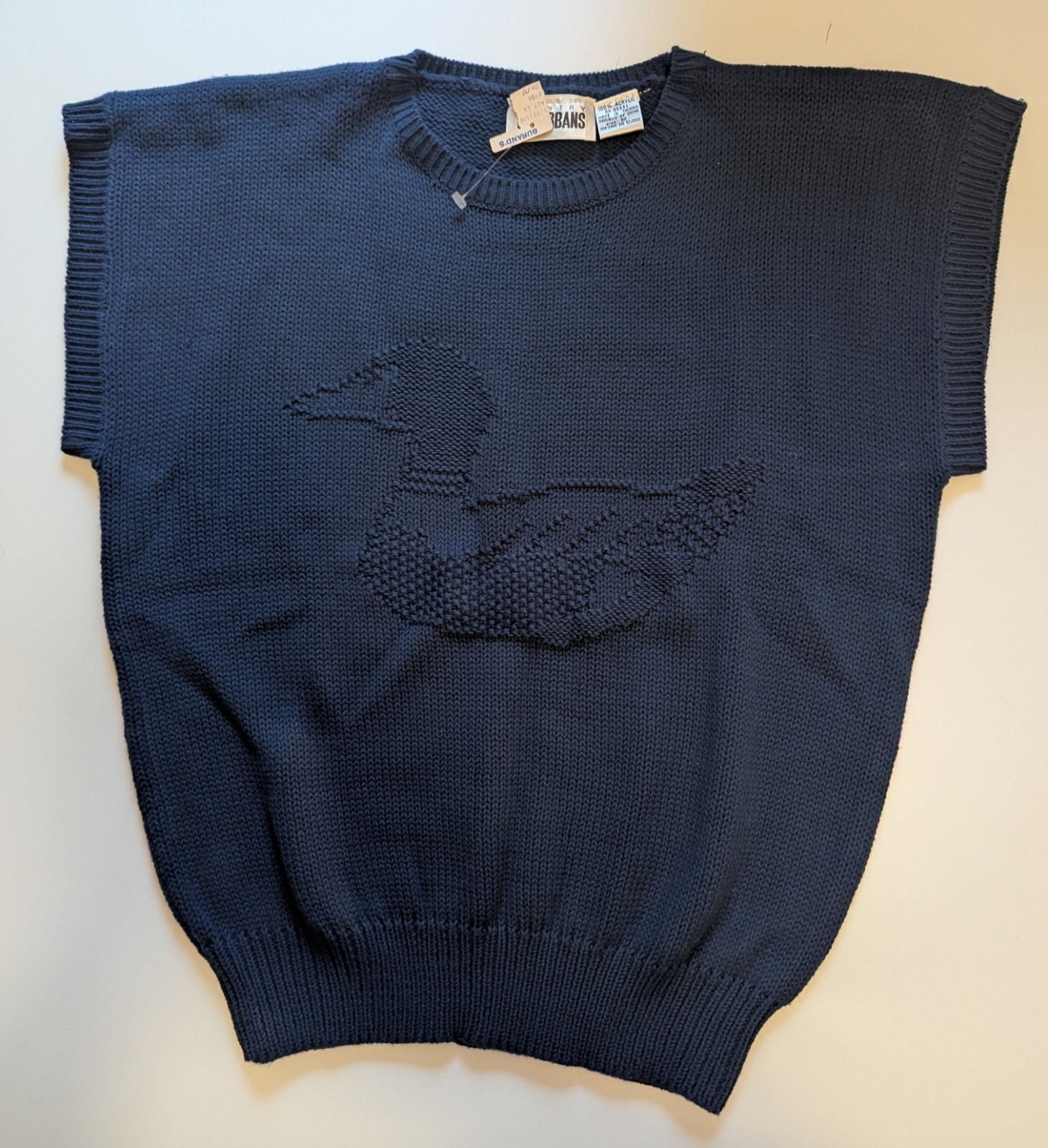 Vintage Country Suburbans Womens Blue Sweater Vest Duck Logo Crew Neck M 1980s