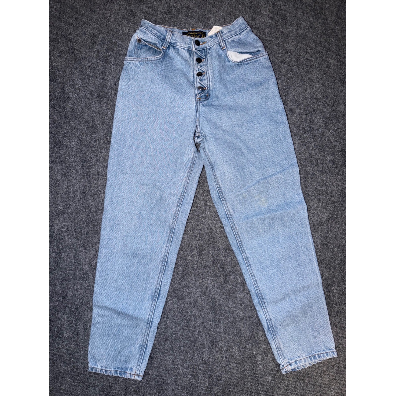 Vintage Bonjour High Waisted Mom Jeans Light Wash Button Fly Petite 5/6P 5630104