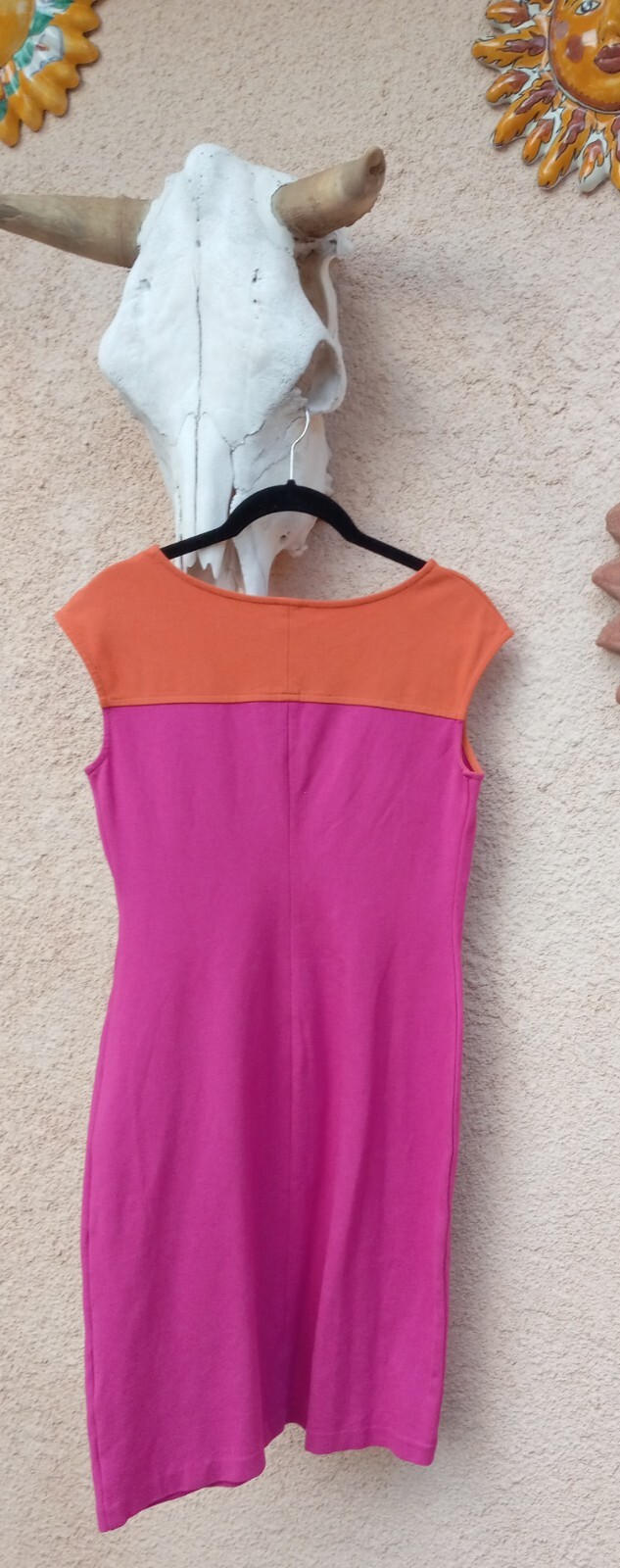 Talbots Vintage 2 Pink & Orange Rayon Nylon Spandex Shift Dress Fits Like 4/6
