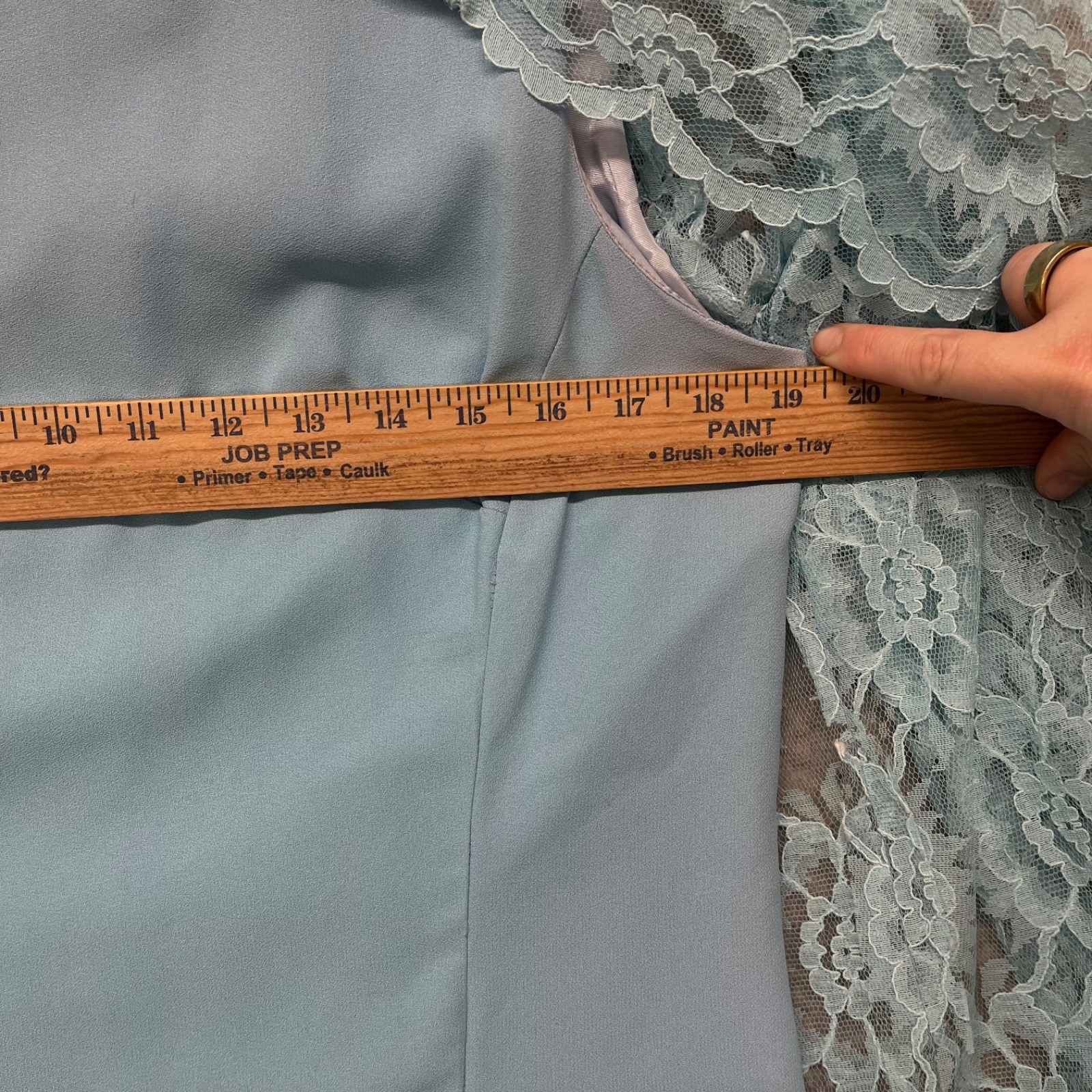 True Vintage Dress Womens 16 Baby Blue Lace Shift Sheer 60&rsquo;s 70&rsquo;s Retro Wedding