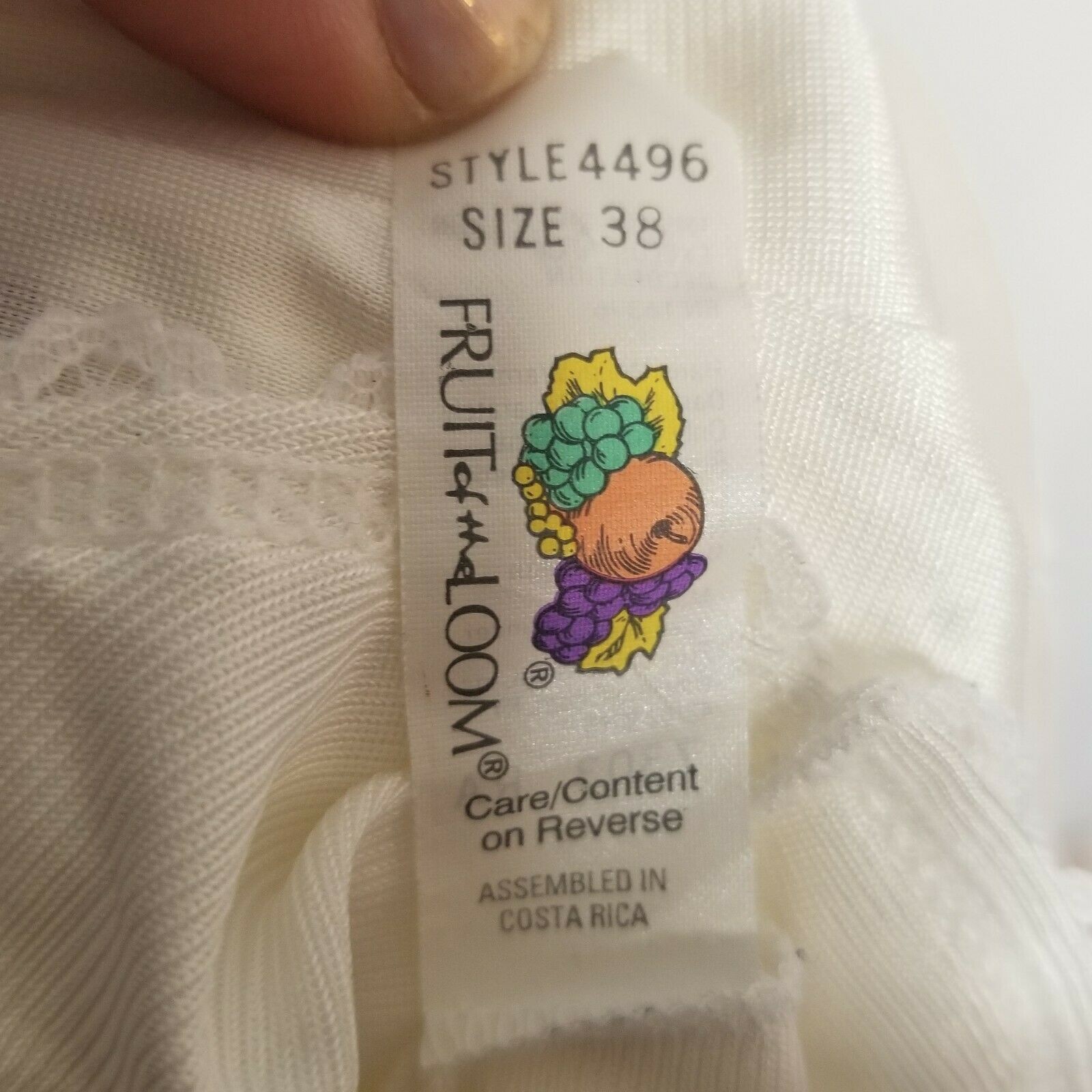 VTG Fruit Of the Loom Slip Basic White Satin Lave V Neck Midi Sz 38