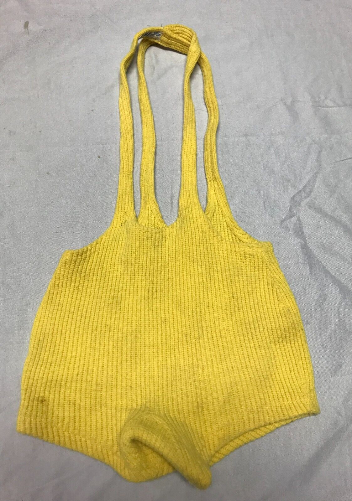 VTG 1930s R H Macys Girls Yellow Wool Bathing Suit Beach Wear Swimsuit 1246-23B