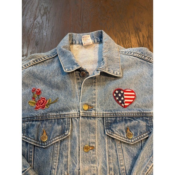 Vintage NRA Denim Jacket Blue Embossed National Rifle Association USA Small