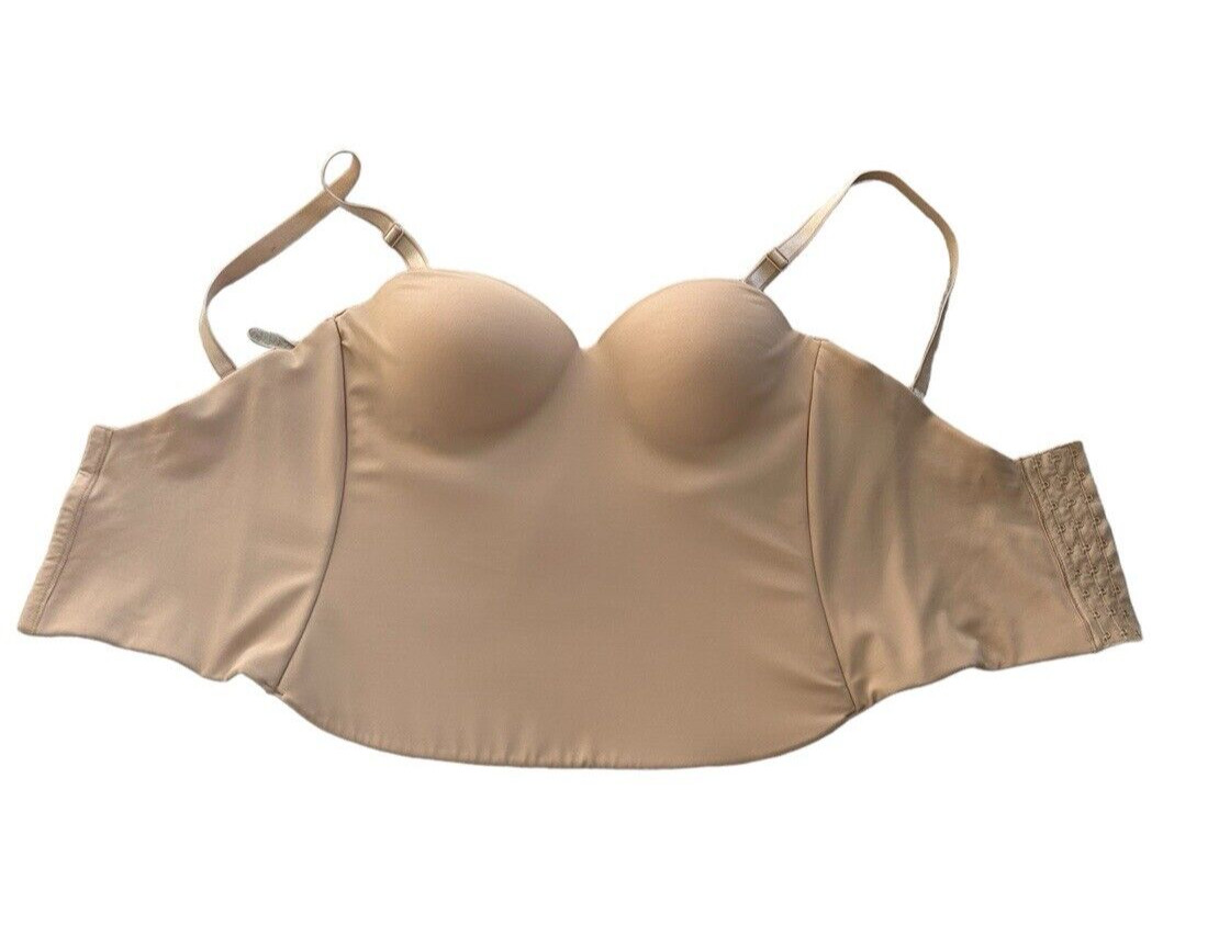 Vintage Push Up Bustier Size 38B Beige 3 Sets of Hooks Padded Made in USA READ