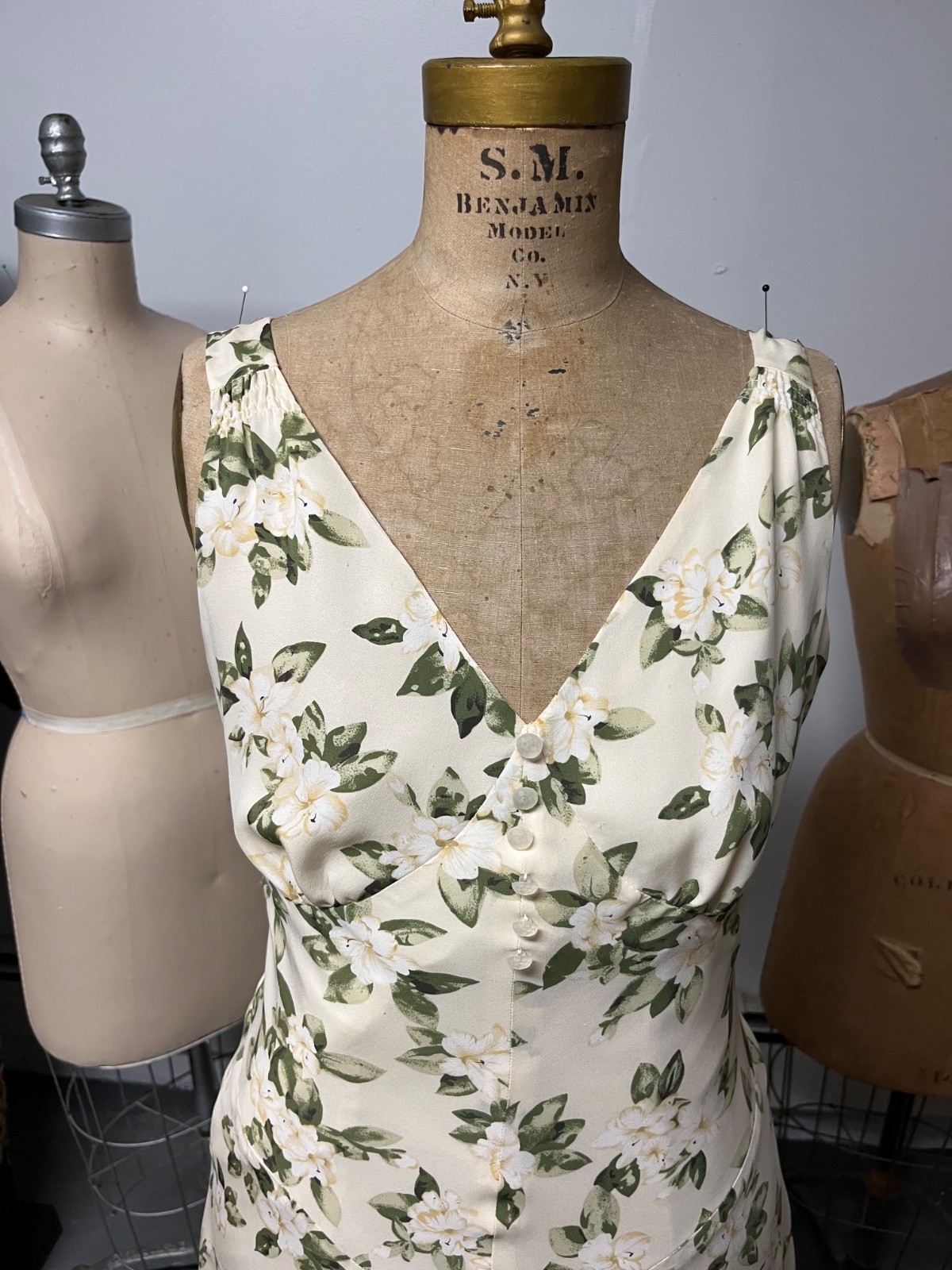 Vintage J Peterman 1930s Style Lady Day Silk Georgette Dress Size 10 Bust 38