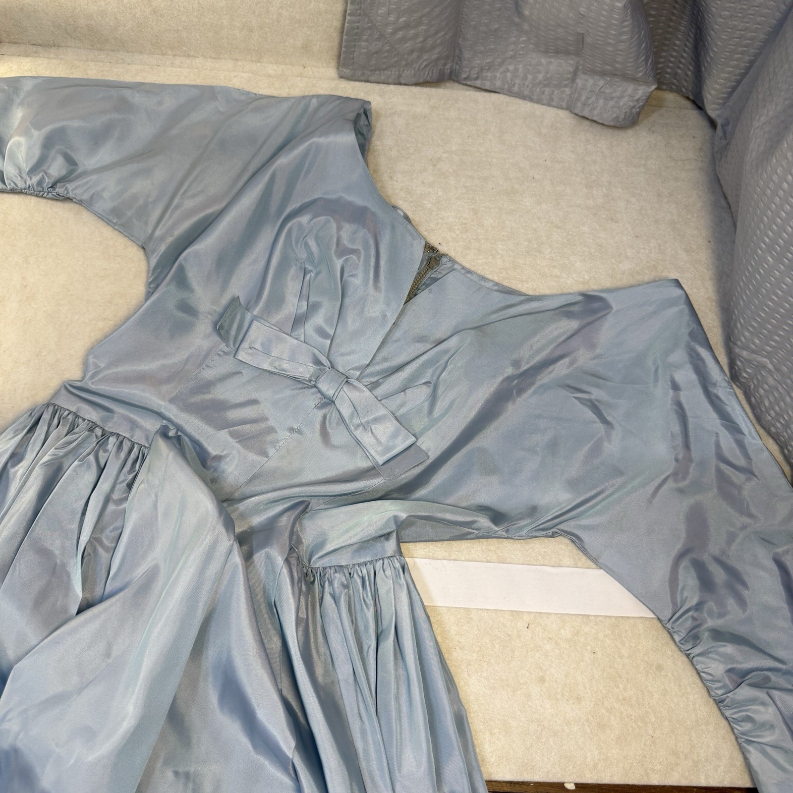 Harry Keiser Party Dress Cocktail Powder Blue Taffeta Tea Length Vintage 1950s