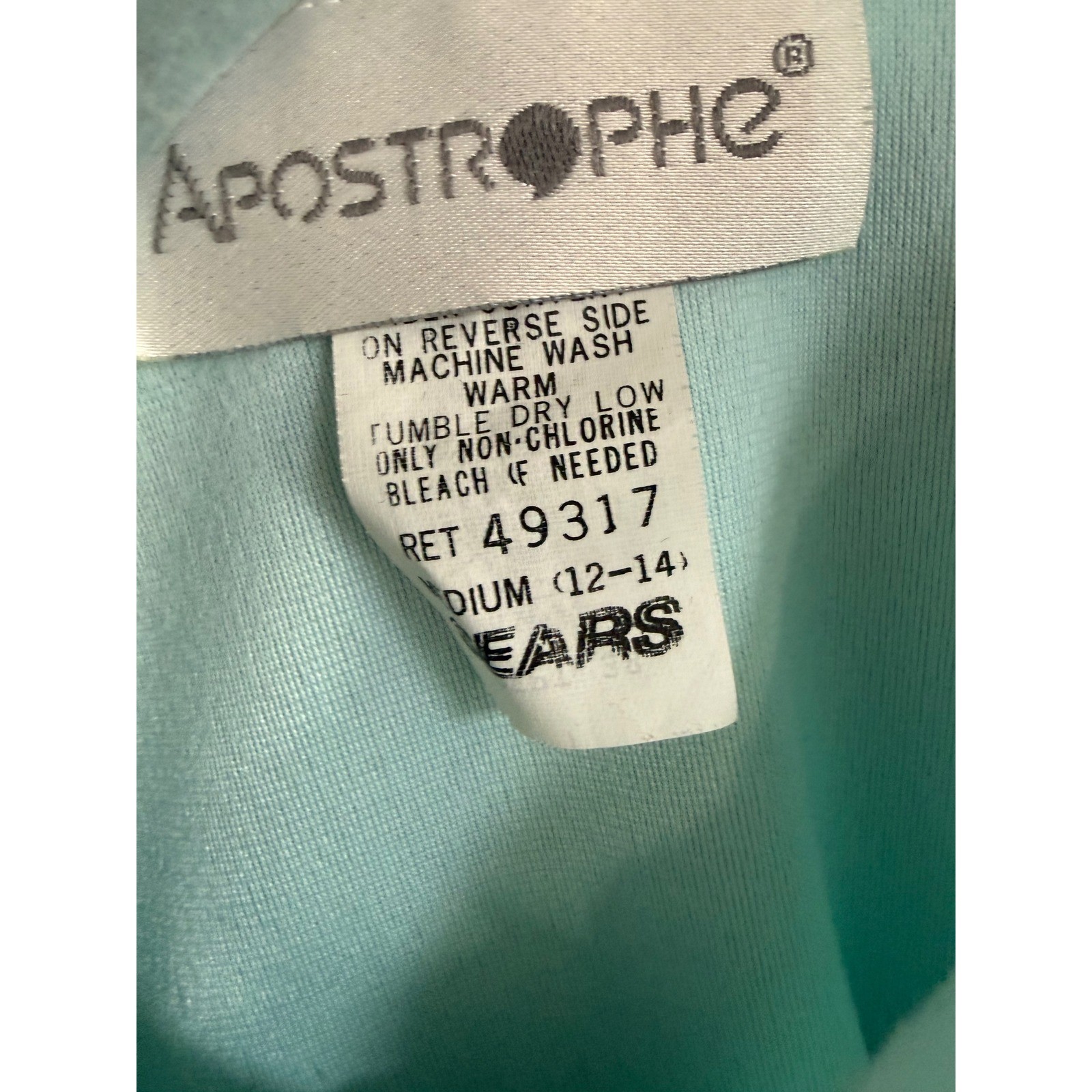 Vintage Apostrophe Sears Robe Blue Fleece Lace Rose Zip Housecoat Medium 12-14