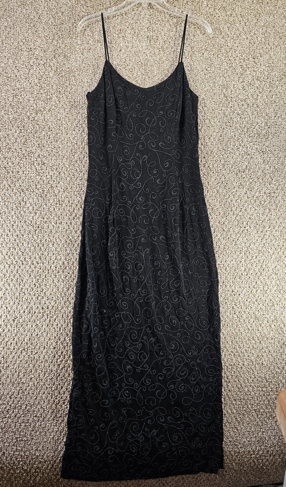 Vintage Bari Jay Dress Womens Sz 14 Maxi Strappy Black