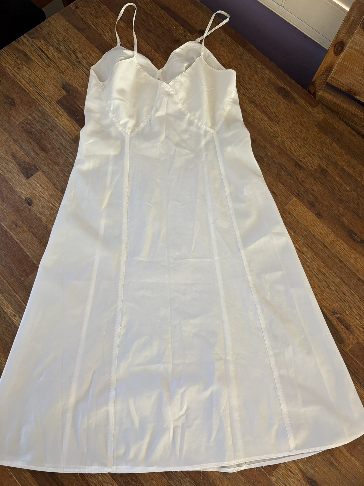 Vintage 1940’s Nylon Blend Negligee Off White Lingerie Slip Medium