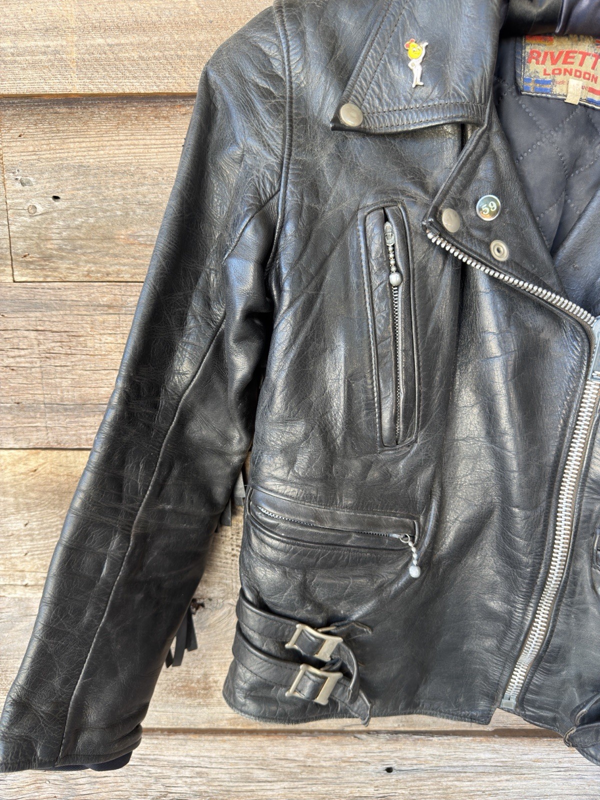 Vintage Rivett’s London Fringed Leather Motorcycle Jacket | 59 Club & BSA Pins