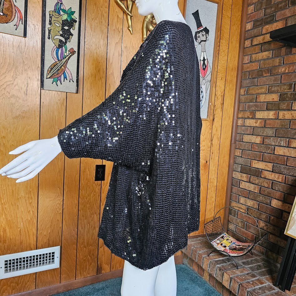 Vintage 80s Disco Panther Sequin Evening Cocktail Party Micro Mini Dress M/L/XL