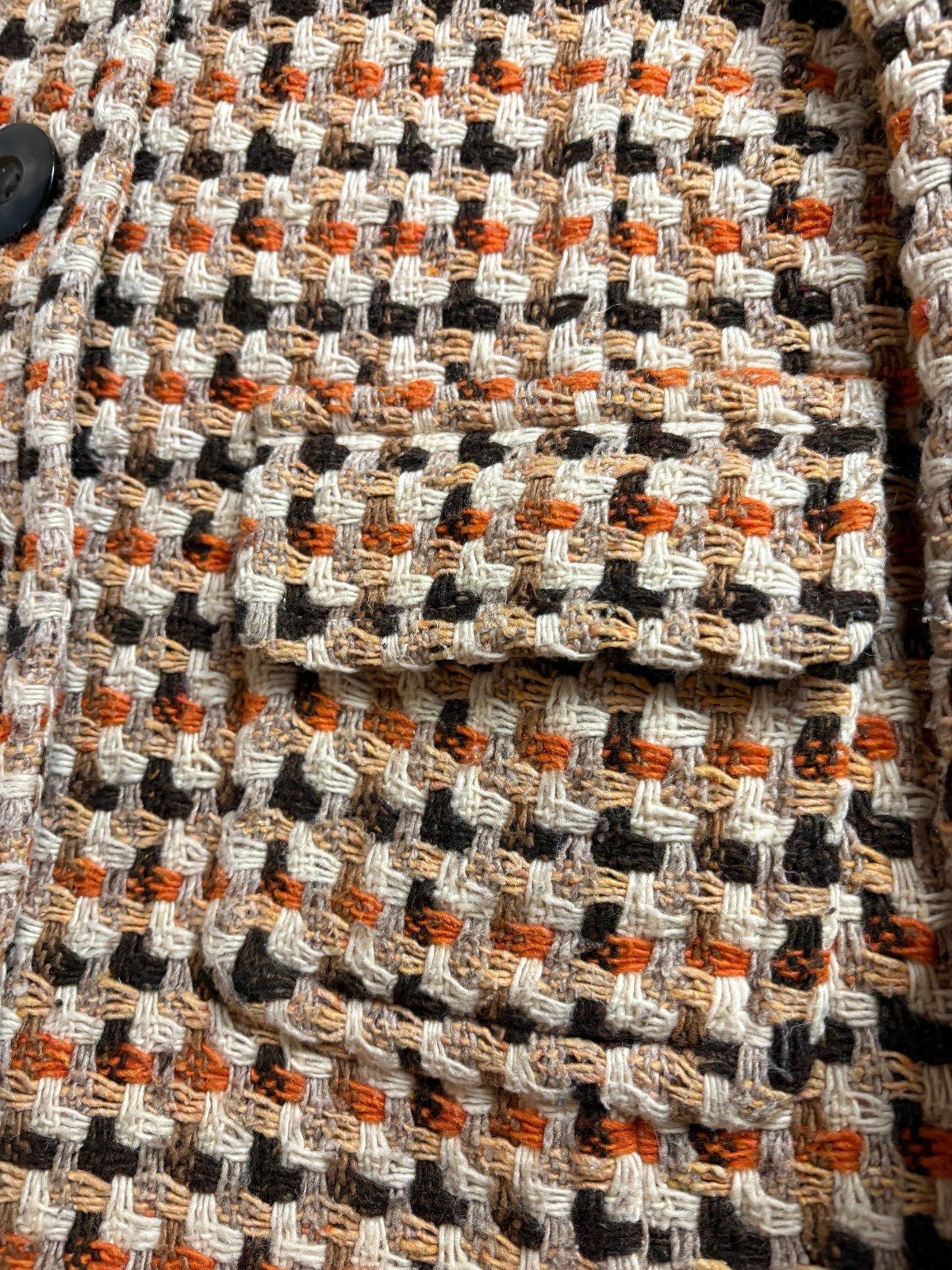 VTG Caslon Wool Woven Tweed Car Coat Brown Orange Women&rsquo;s Sz L Mod 70&rsquo;s Style